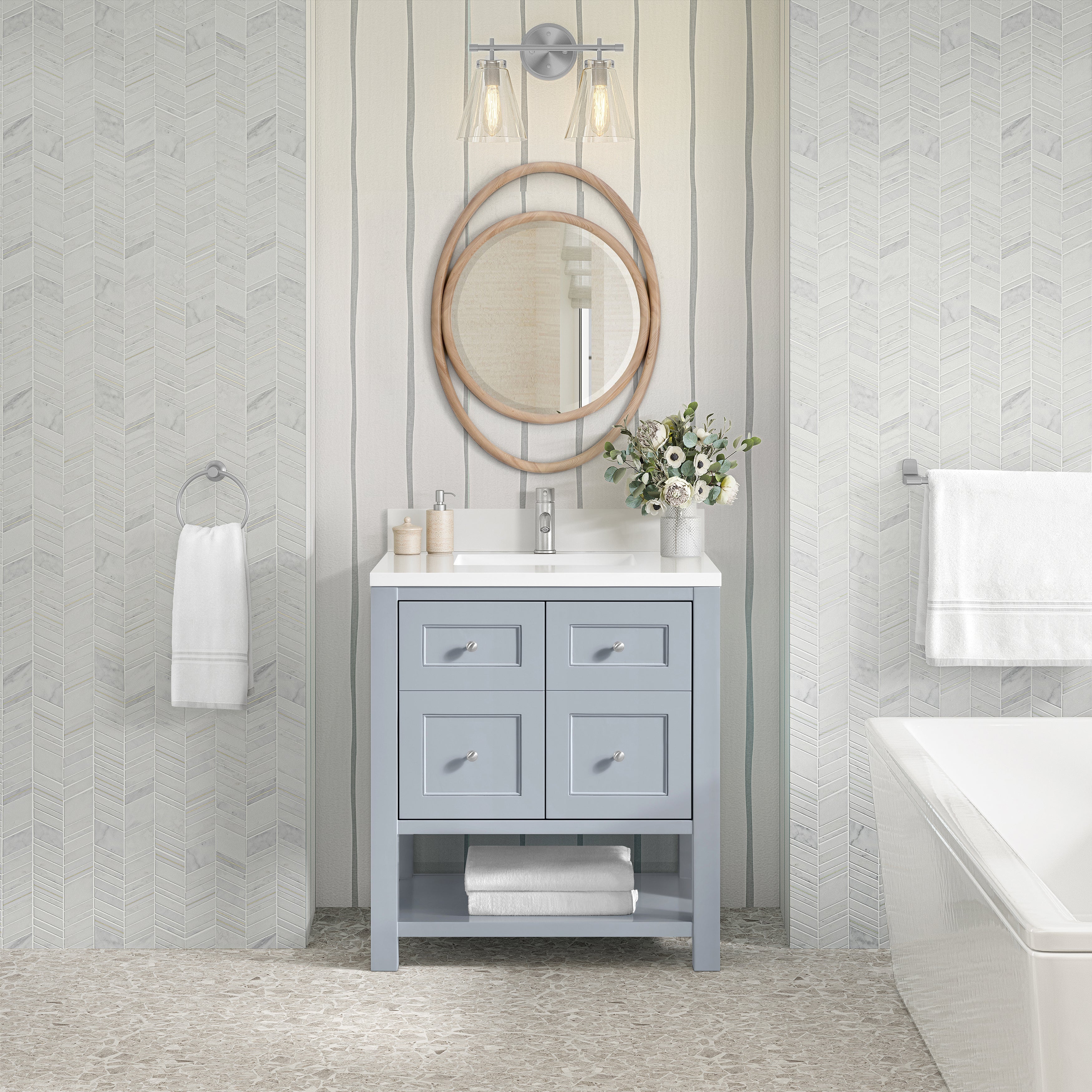 Serenity Blue / White Zeus - 1 Faucet Hole