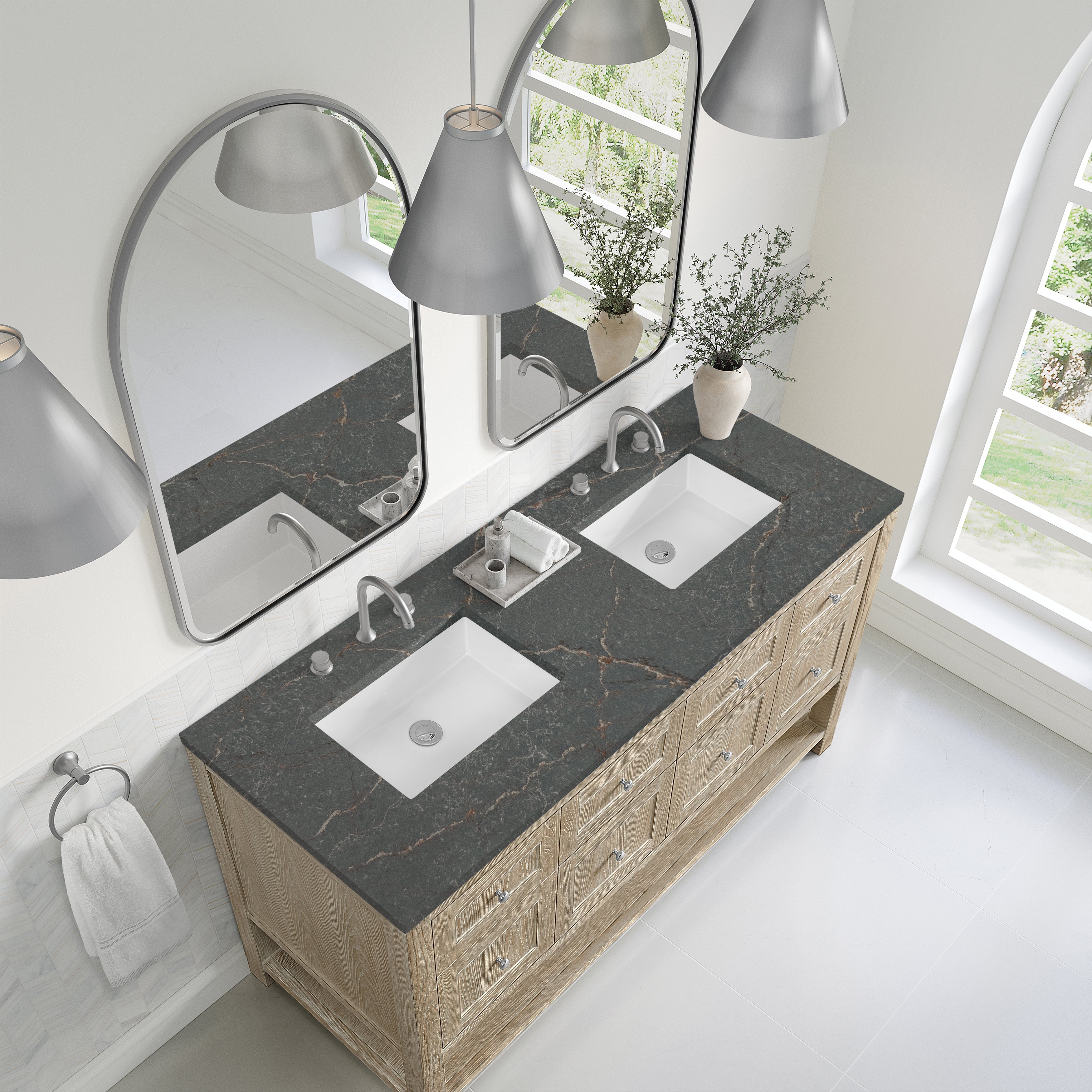 Whitewashed Oak / Parisien Bleu - 3 Faucet Holes