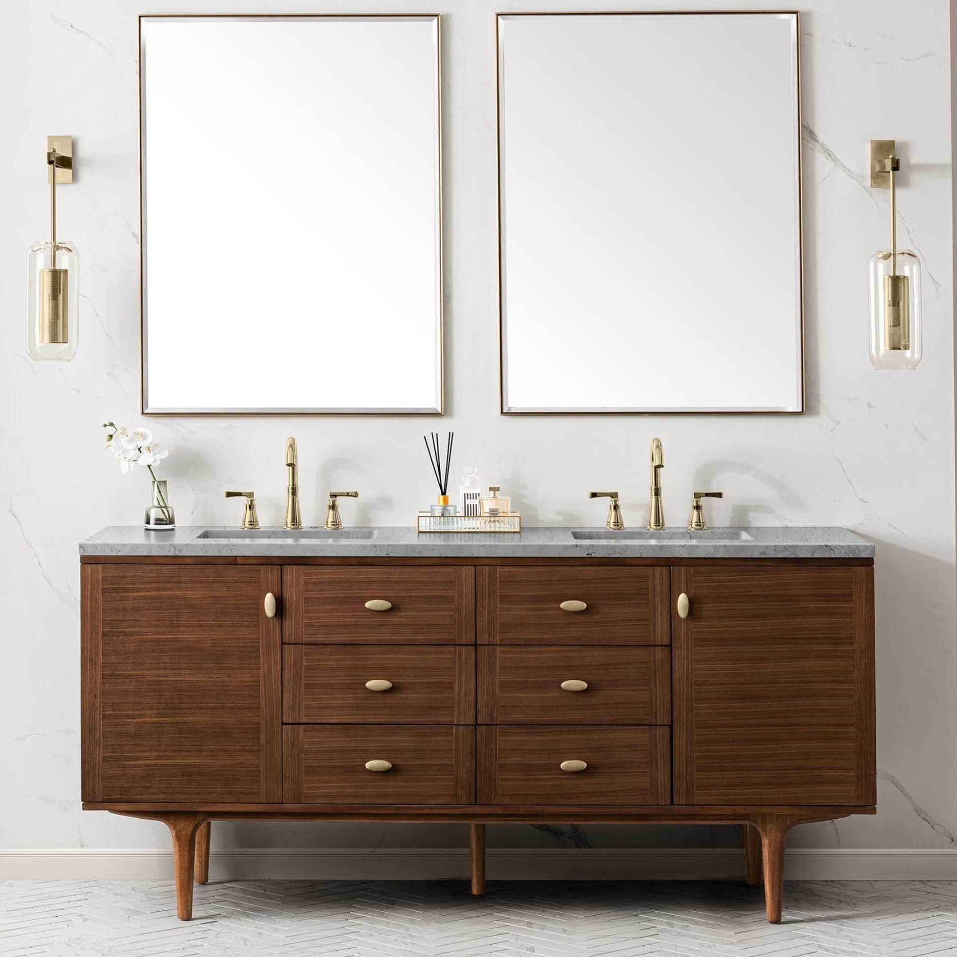 Mid-Century Walnut / Eternal Jasmine Pearl - 3 Faucet Holes