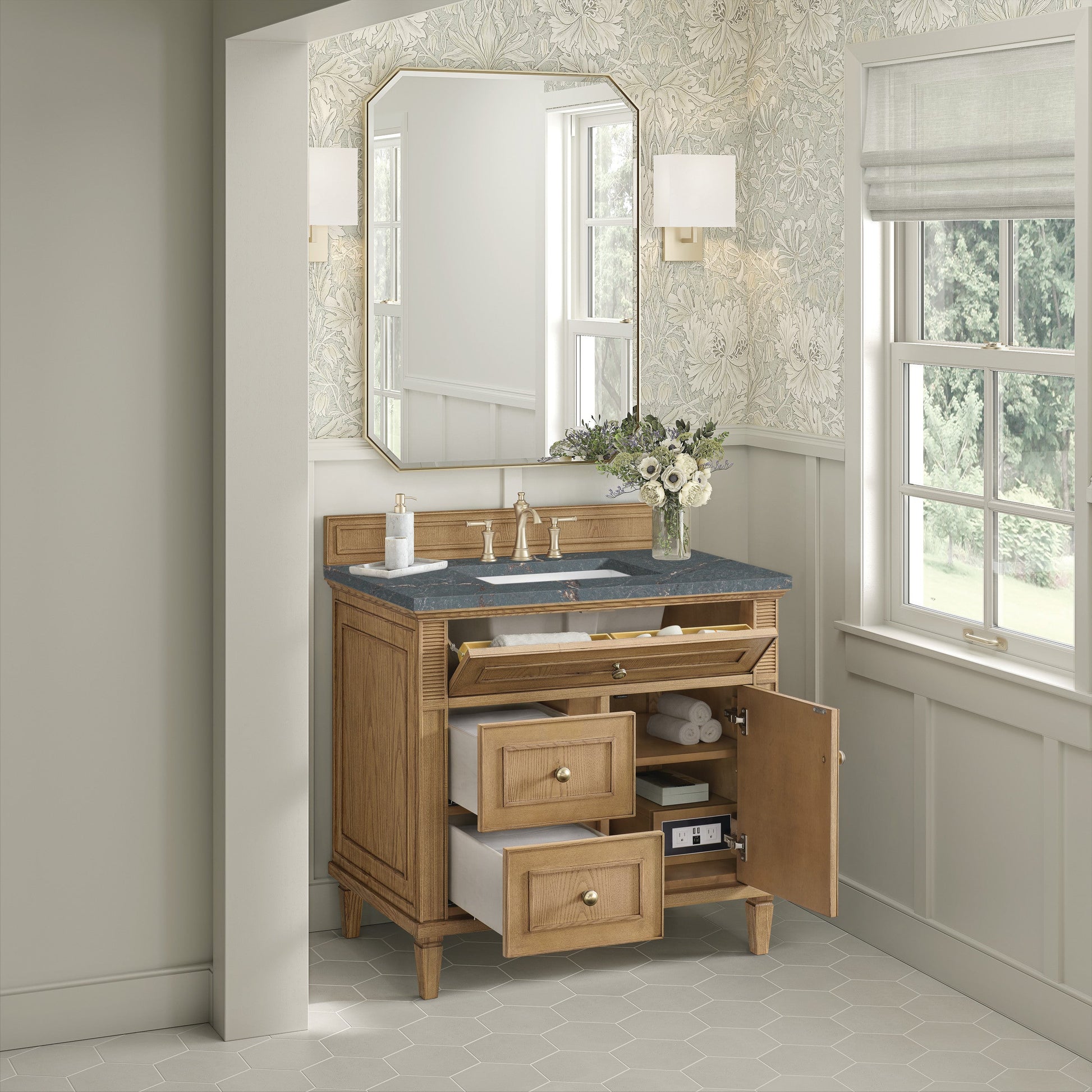 Light Natural Oak / Parisien Bleu - 3 Faucet Holes