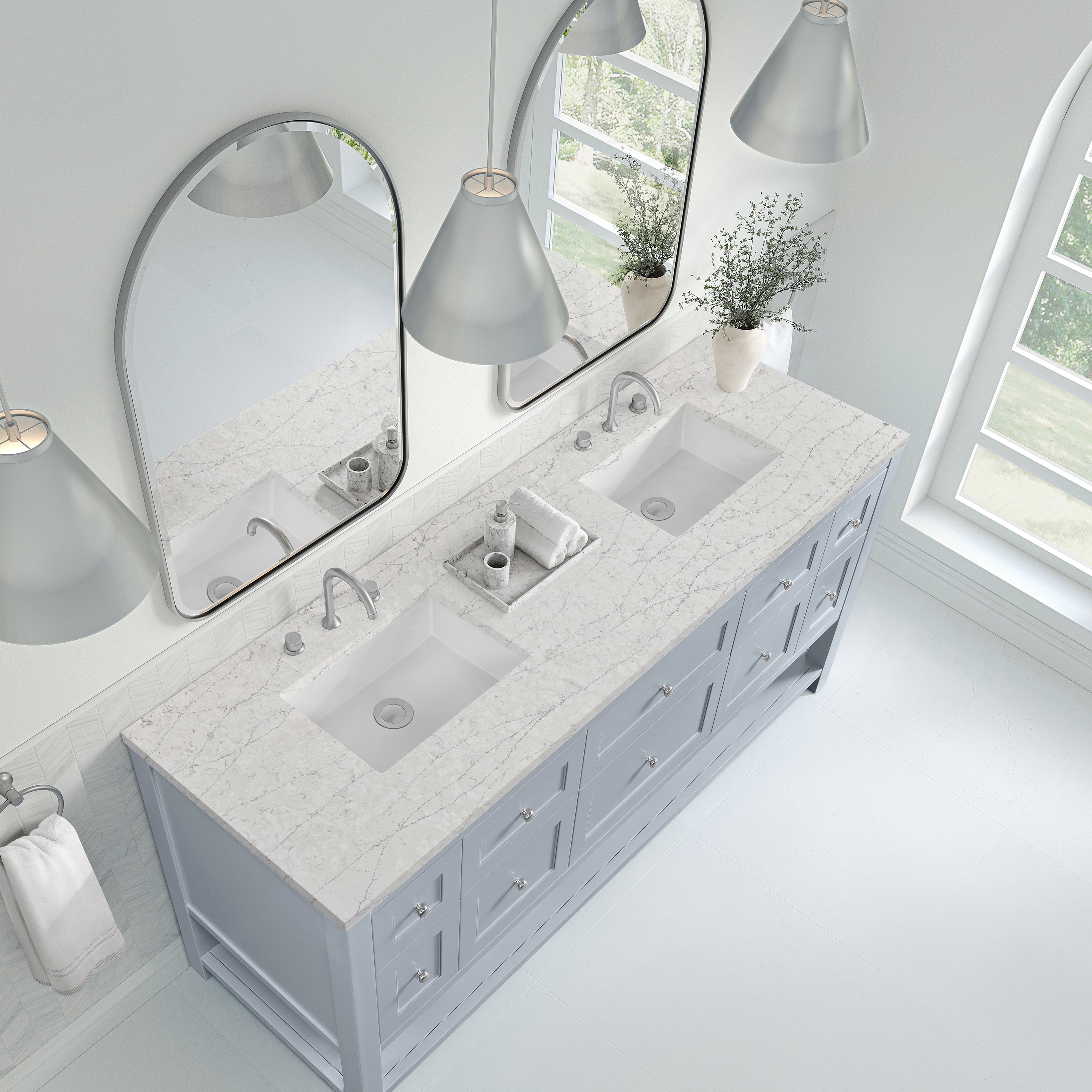 Serenity Blue / Eternal Jasmine Pearl - 3 Faucet Holes