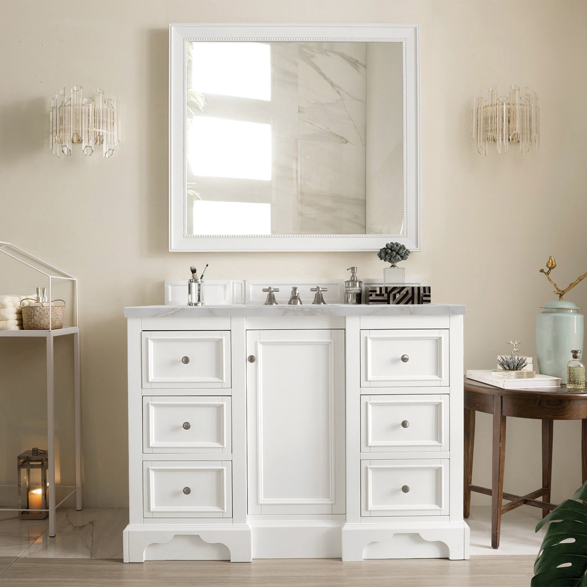 Bright White / Victorian Silver - 3 Faucet Holes
