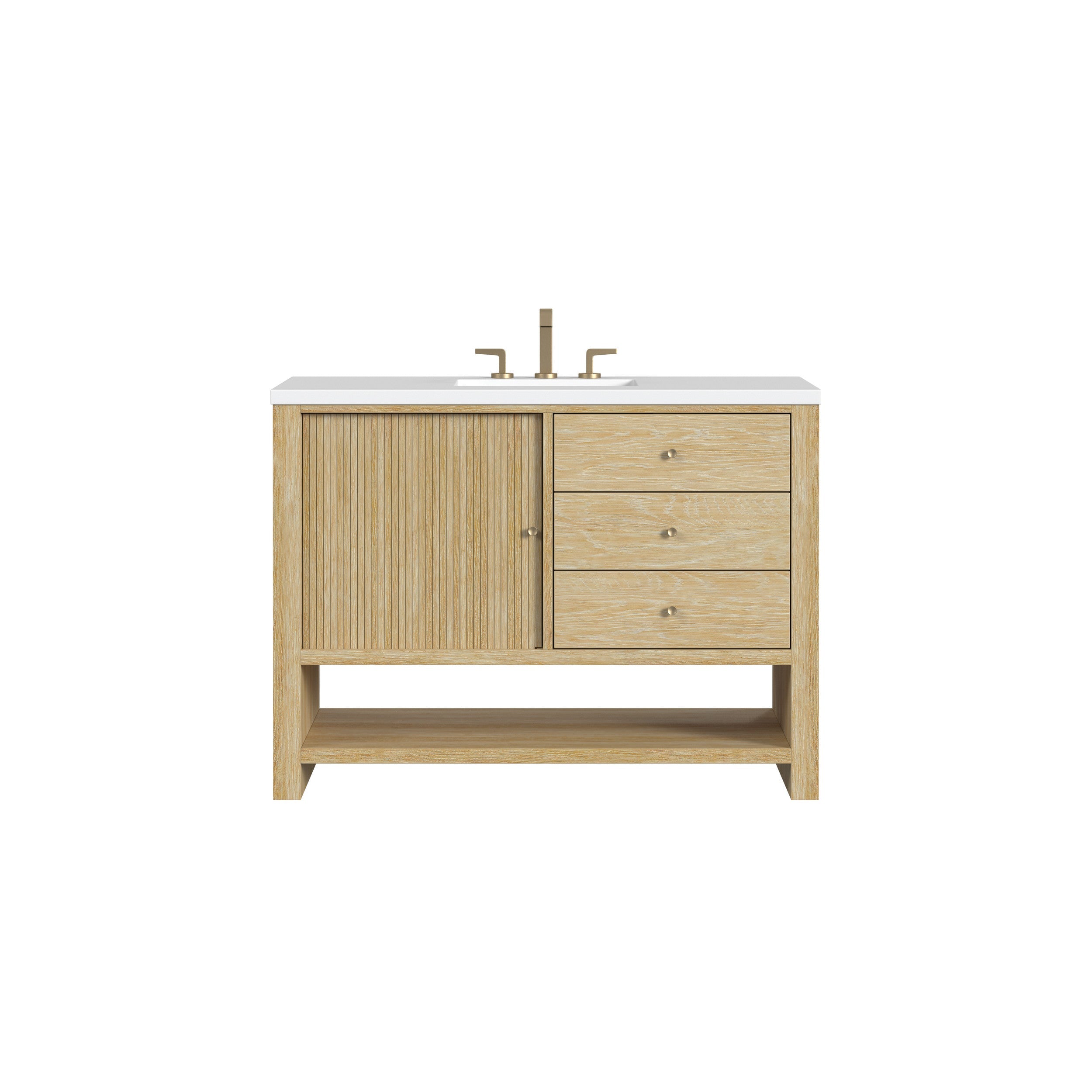 Sunwashed Oak / White Zeus - 3 Faucet Holes