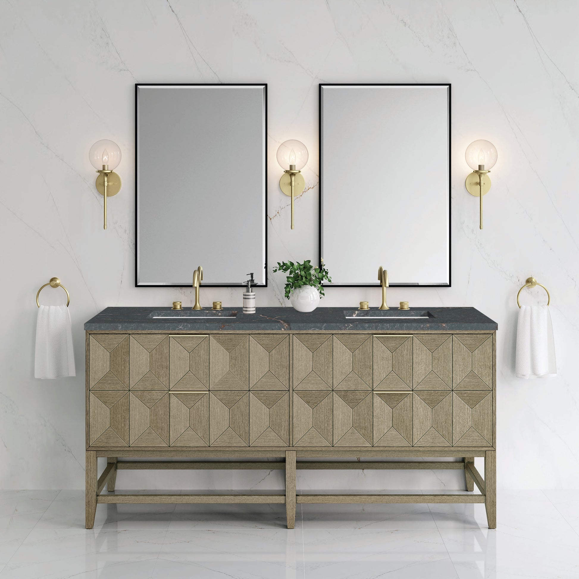 Pebble Oak / Parisien Bleu - 3 Faucet Holes
