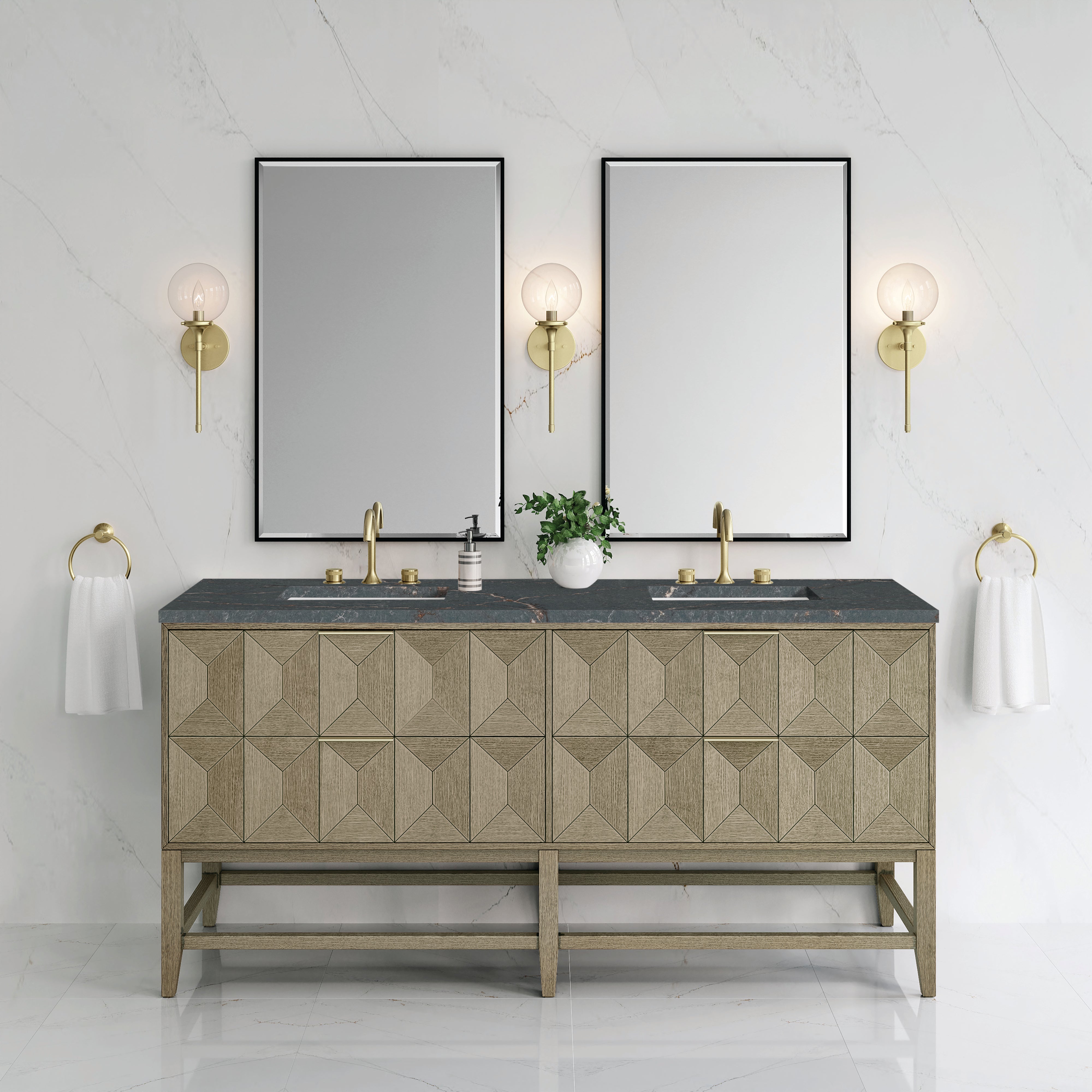 Pebble Oak / Parisien Bleu - 3 Faucet Holes
