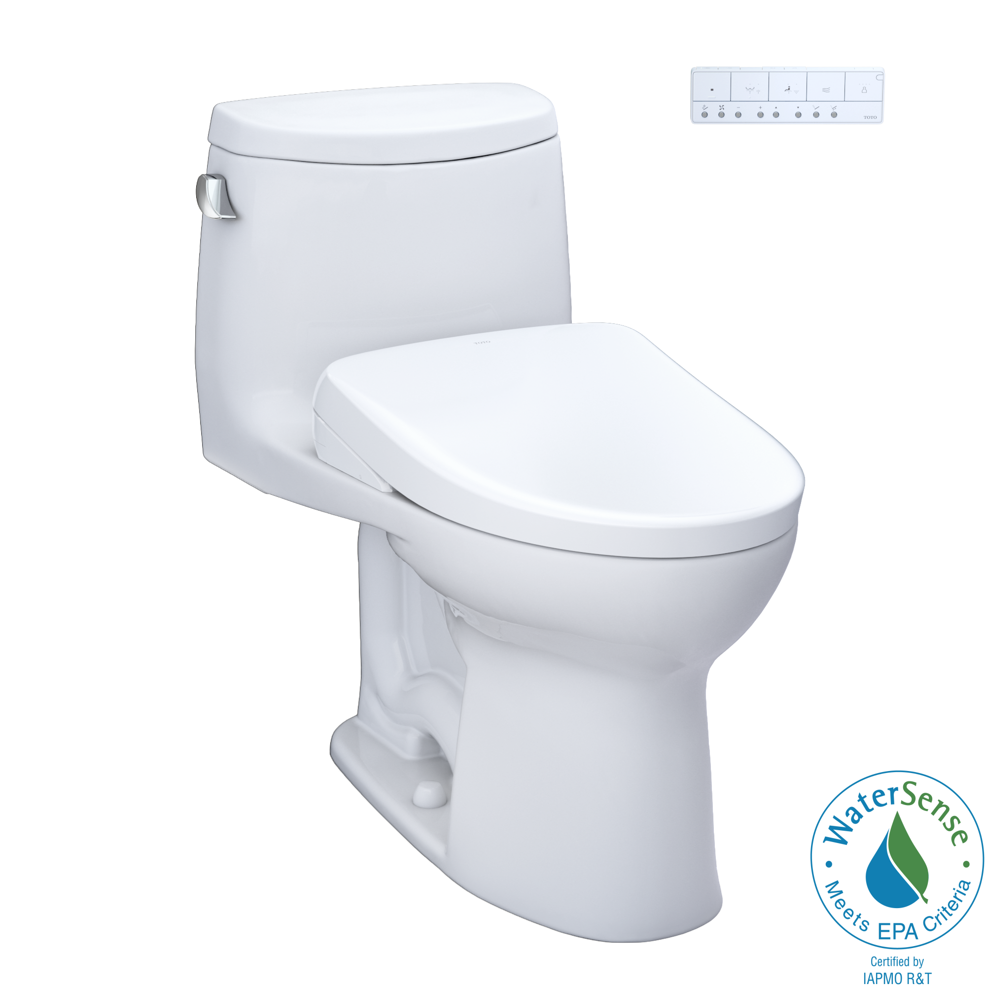 Toto Washlet+ Ultramax II One Piece Elongated 1.28 GPF Toilet and Washlet+ S7 Contemporary Bidet Seat
