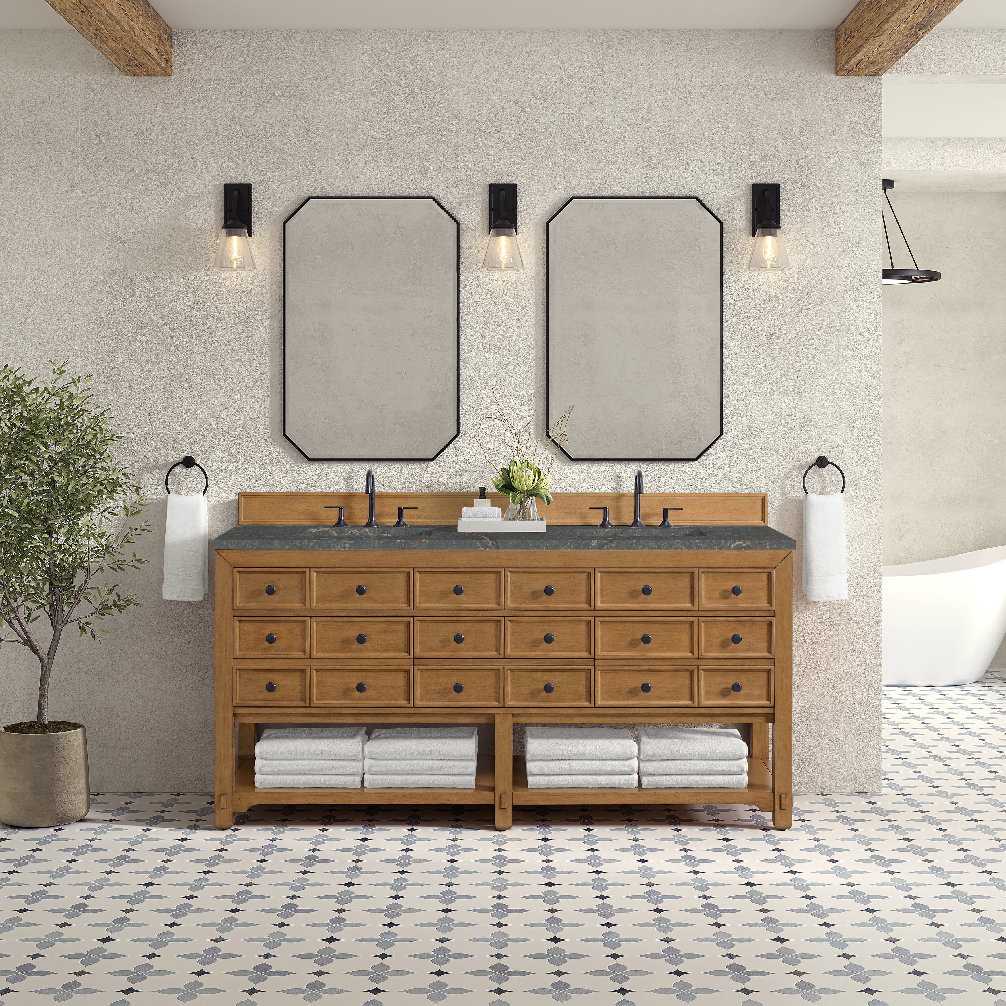 Amber Birch / Parisien Bleu - 3 Faucet Holes