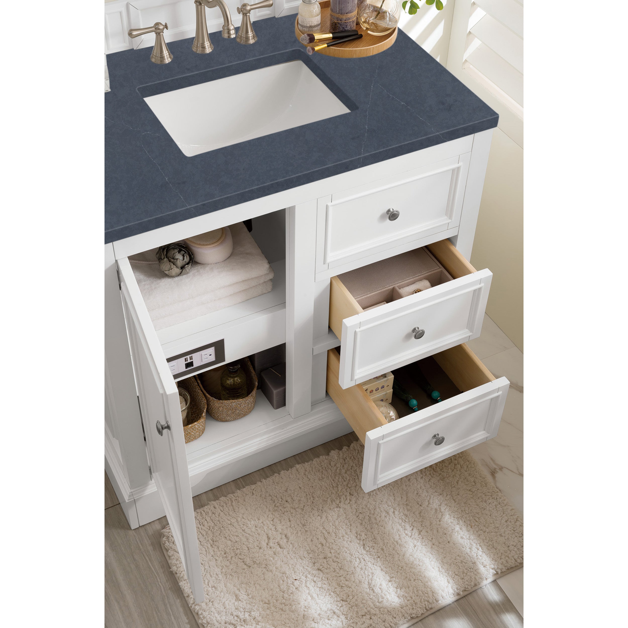Bright White / Charcoal Soapstone - 3 Faucet Holes