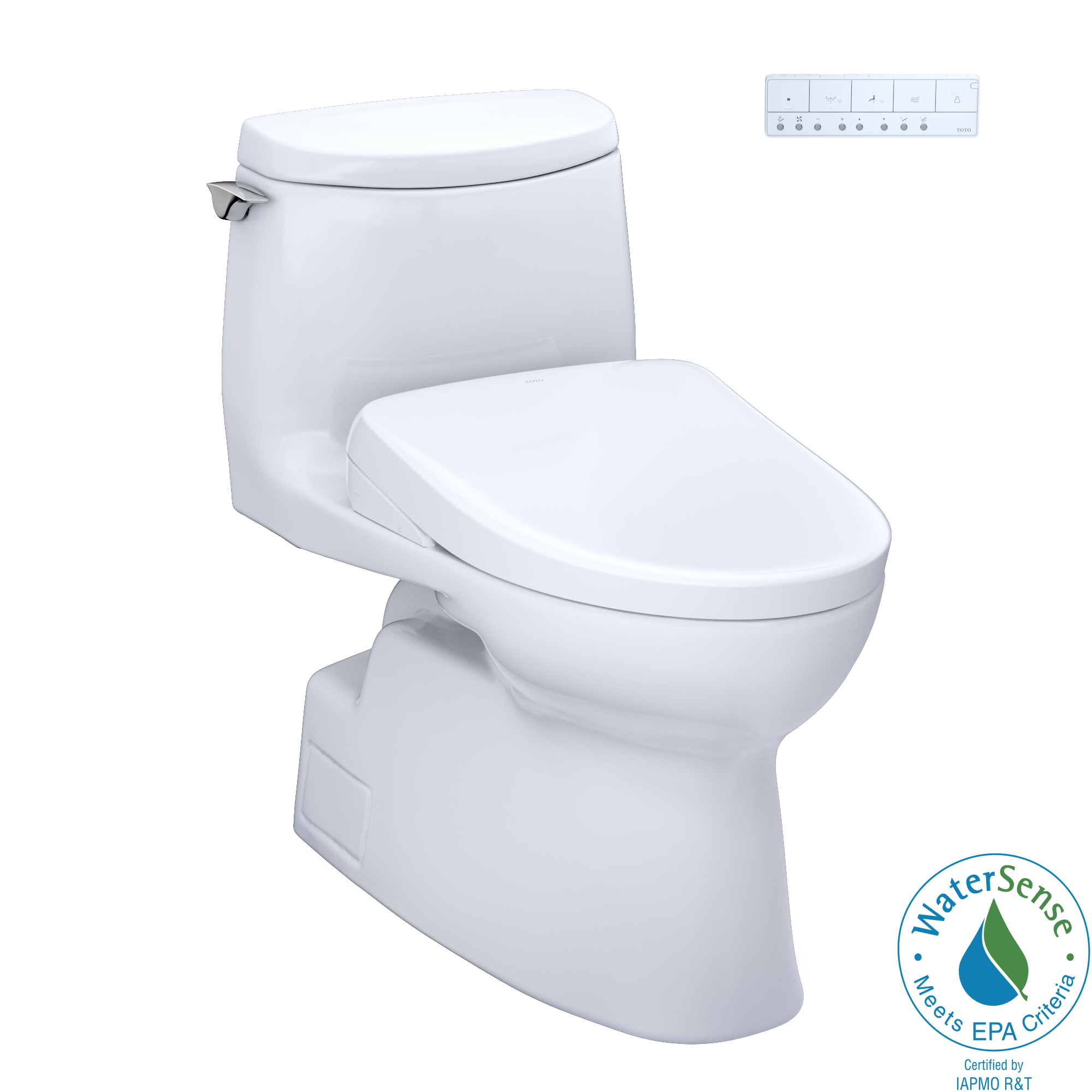 Toto Washlet+ Carlyle II 1G One Piece Elongated 1.0 GPF Toilet and Washlet+ S7 Contemporary Bidet Seat