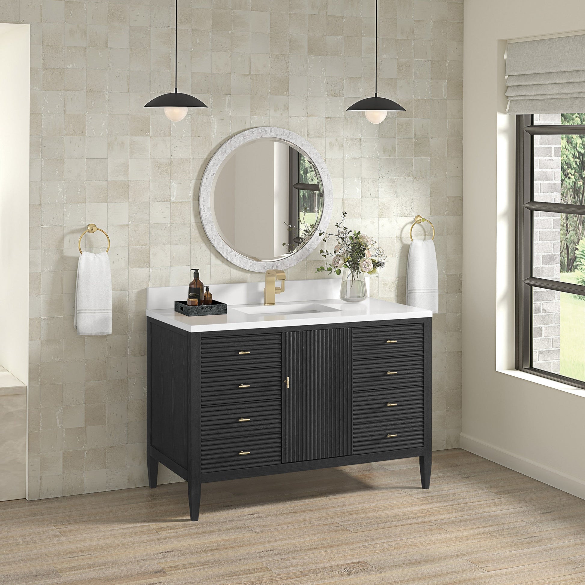 Carbon Oak / White Zeus - 1 Faucet Hole