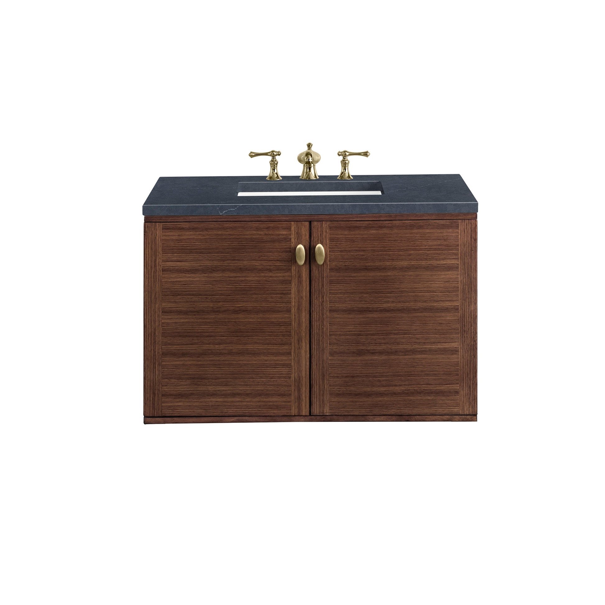 Mid-Century Walnut / Charcoal Soapstone - 3 Faucet Holes