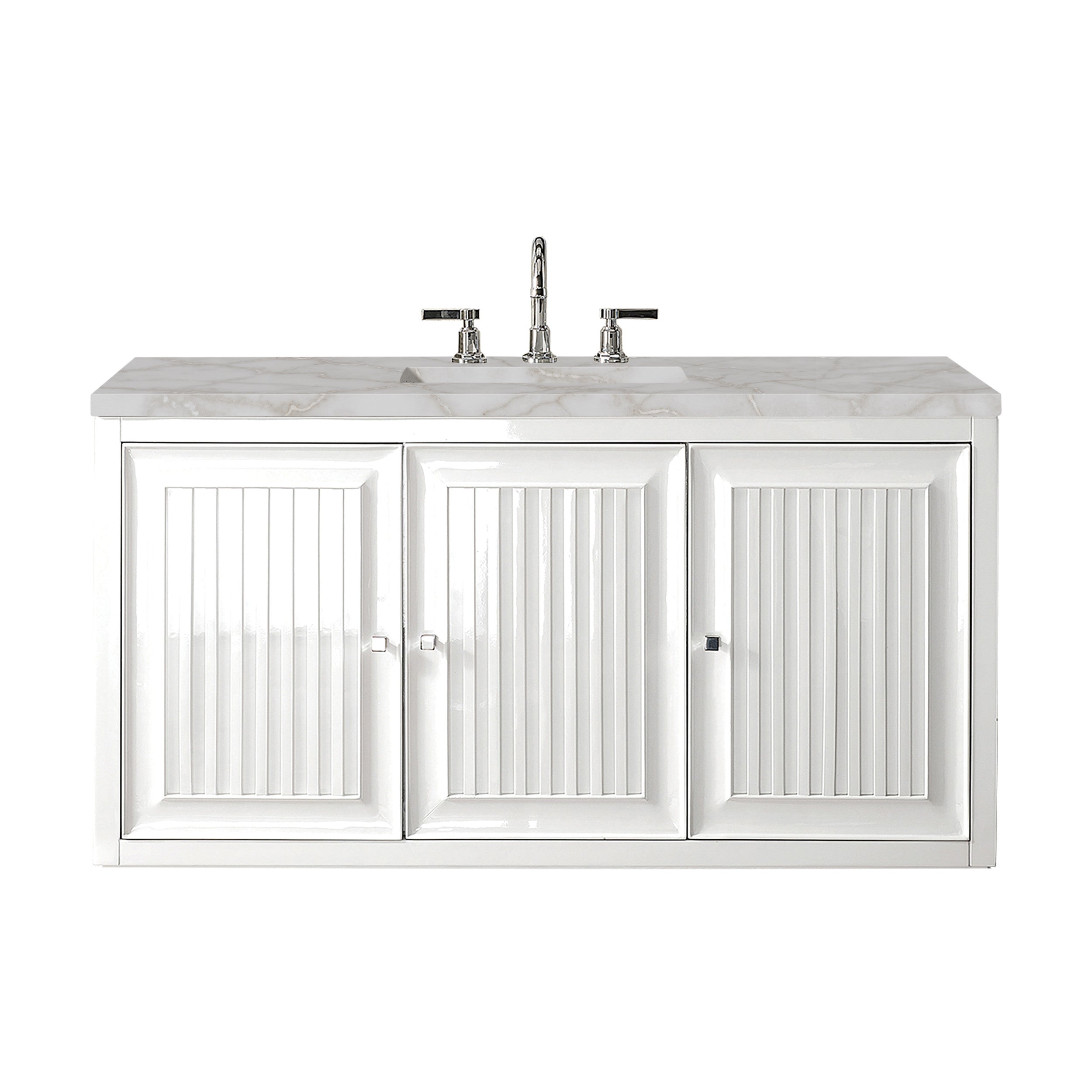 Glossy White / Victorian Silver - 3 Faucet Holes