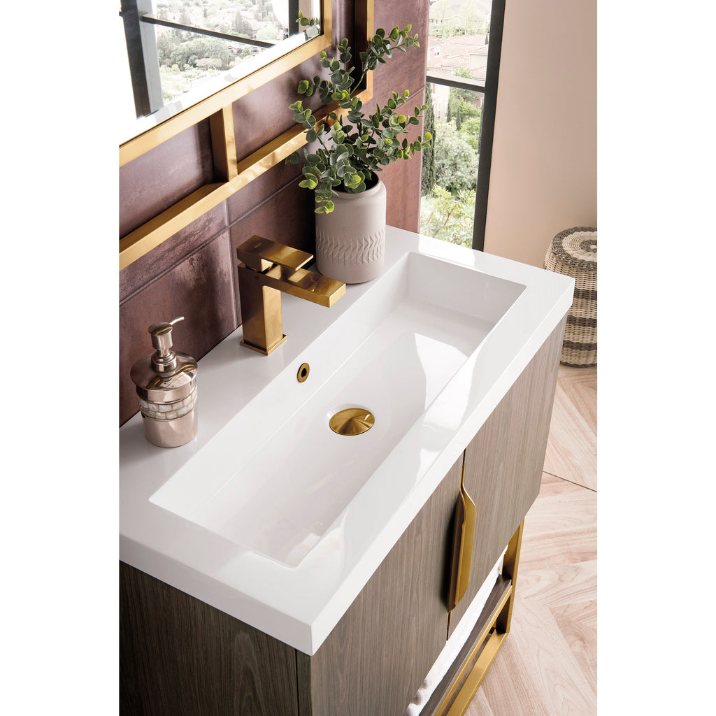 Ash Gray / Radiant Gold / Glossy White - 1 Faucet Hole