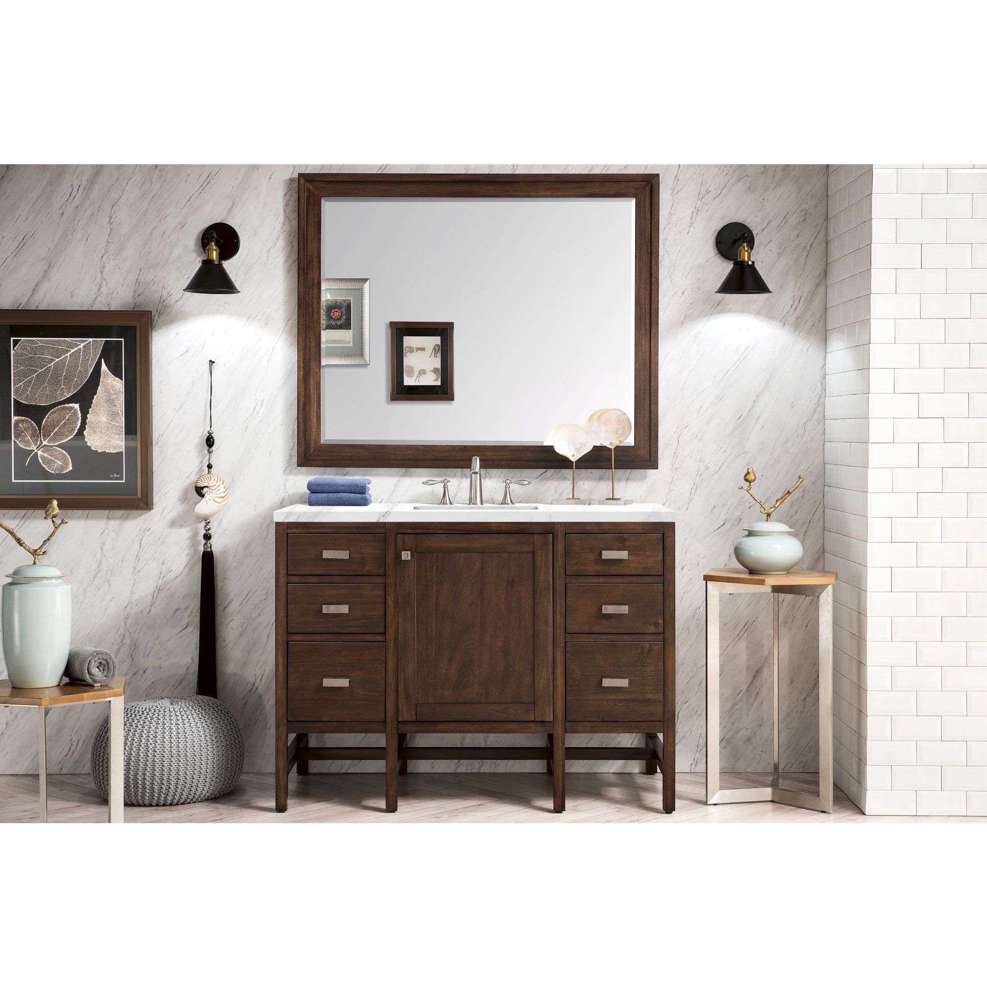 Mid-Century Acacia / Carrara White - 3 Faucet Holes