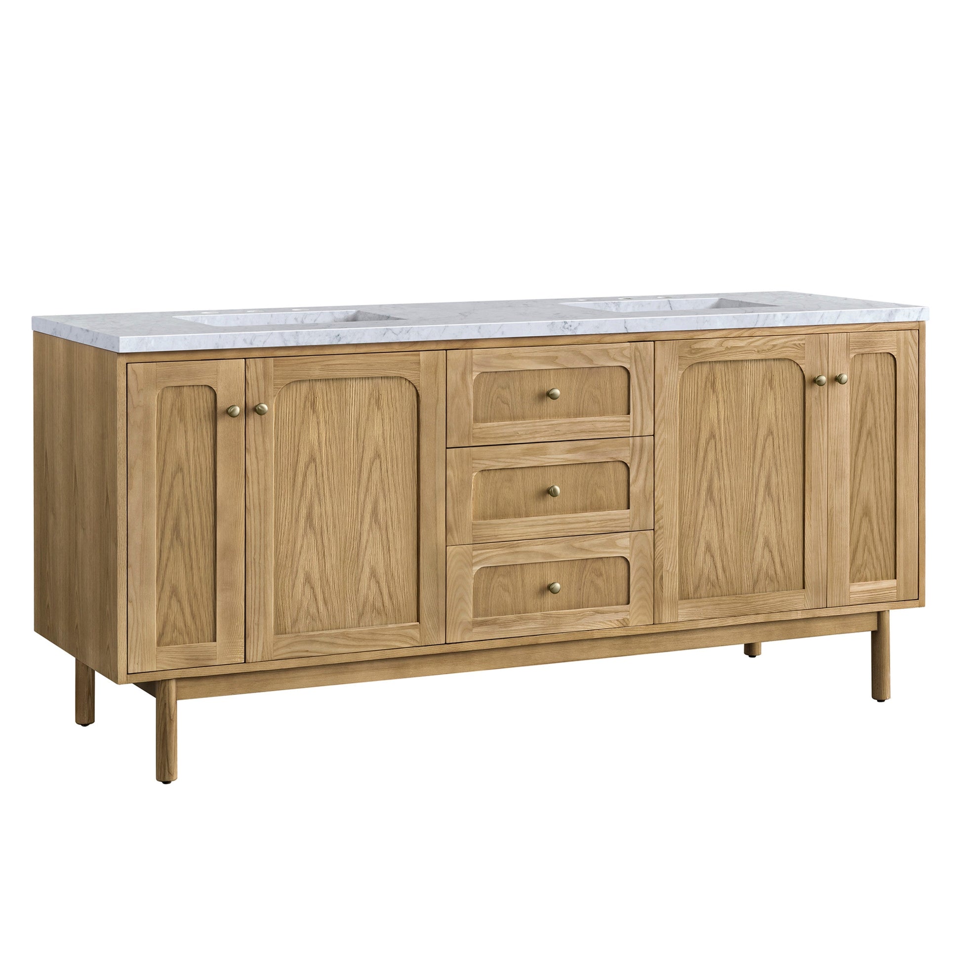 Light Natural Oak / Carrara White - 3 Faucet Holes
