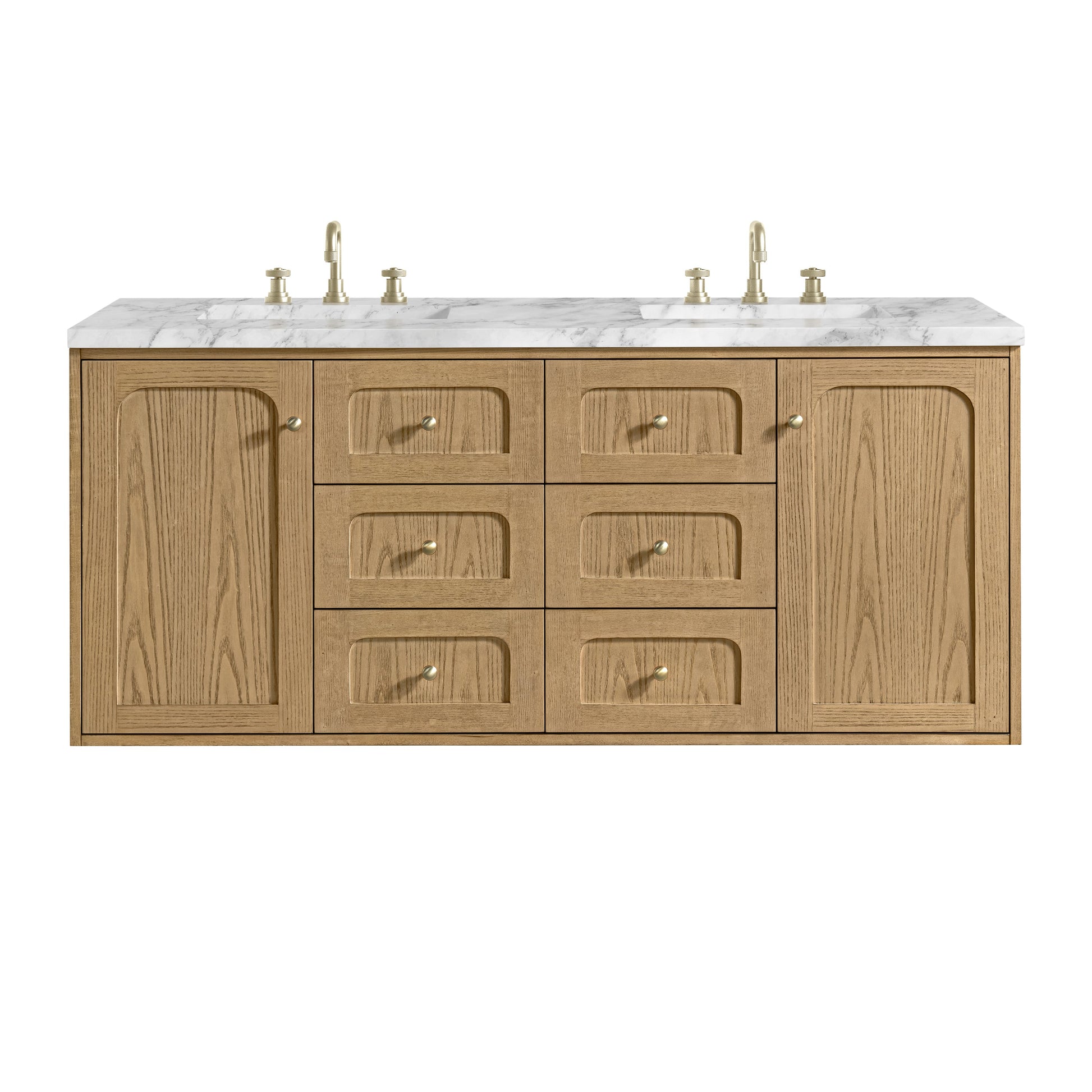 Light Natural Oak / Carrara White - 3 Faucet Holes
