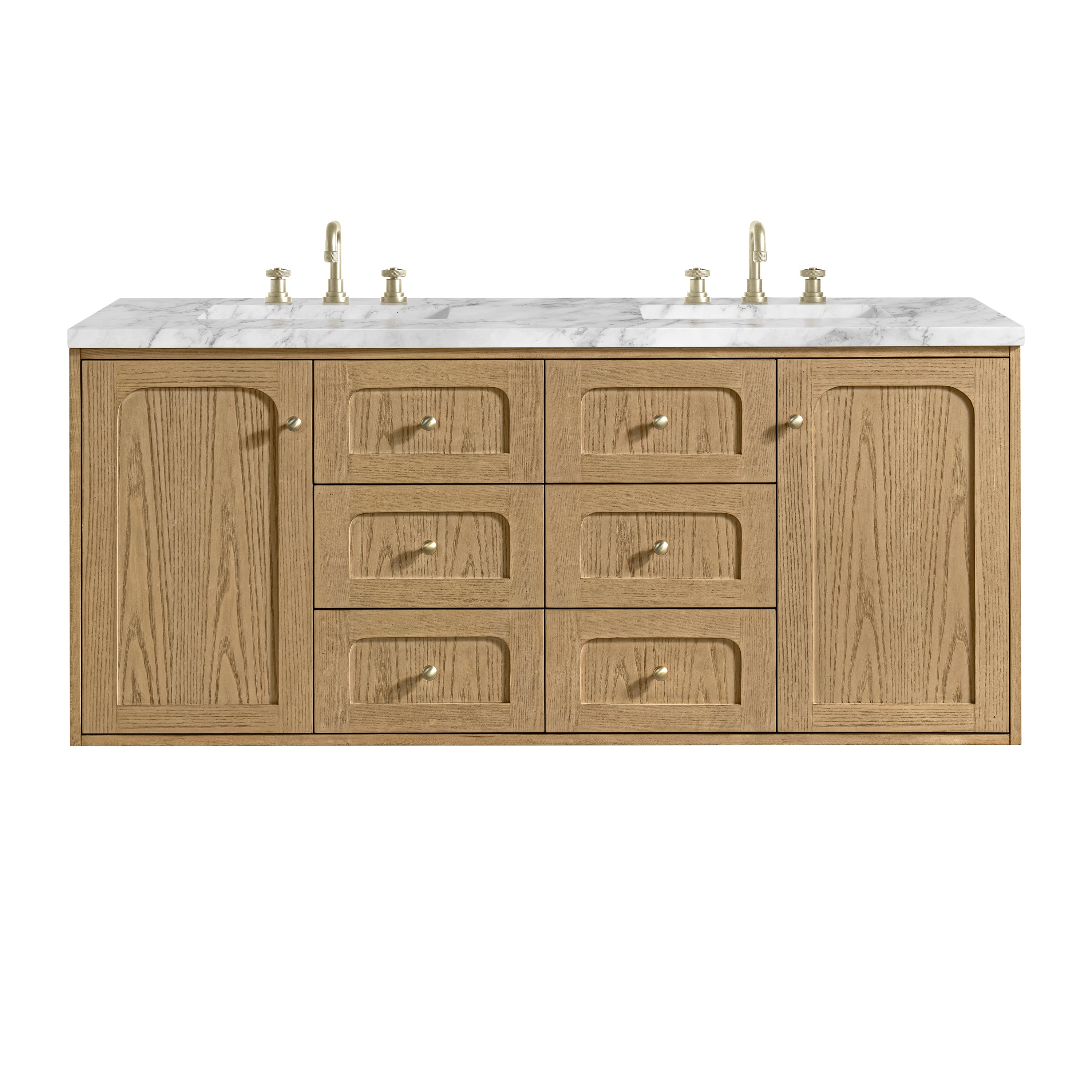 Light Natural Oak / Carrara White - 3 Faucet Holes