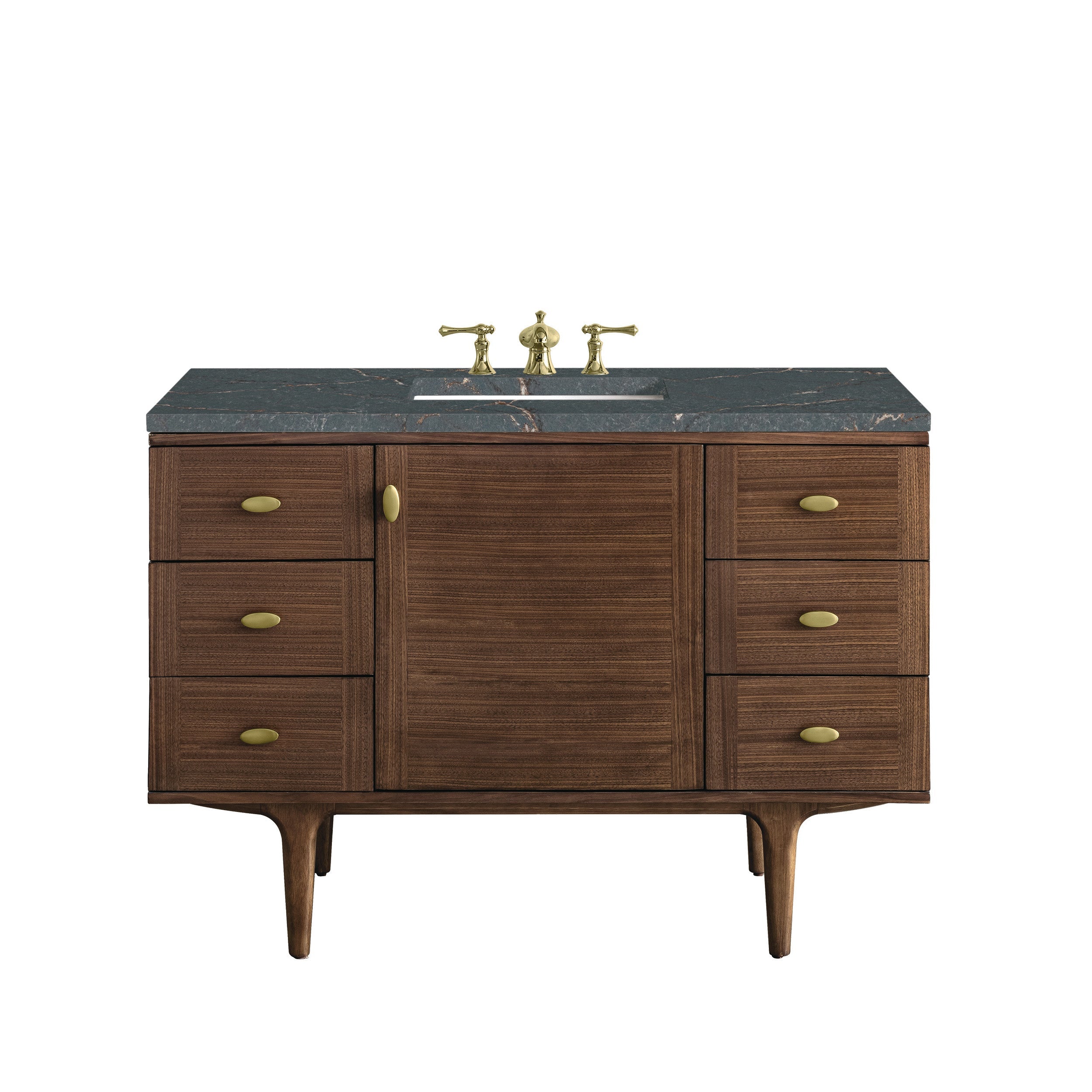 Mid-Century Walnut / Parisien Bleu - 3 Faucet Holes