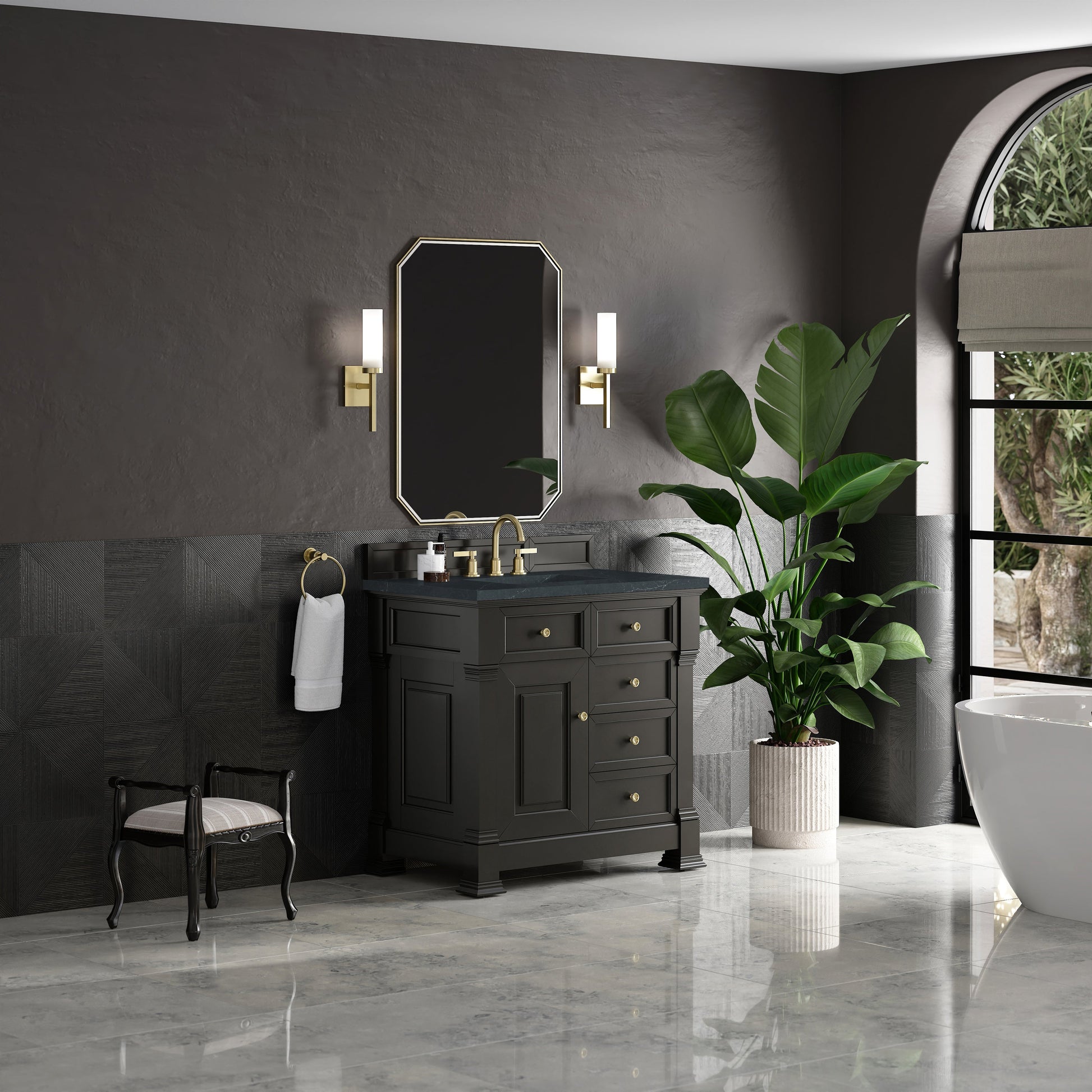 Black Onyx / Charcoal Soapstone - 3 Faucet Holes