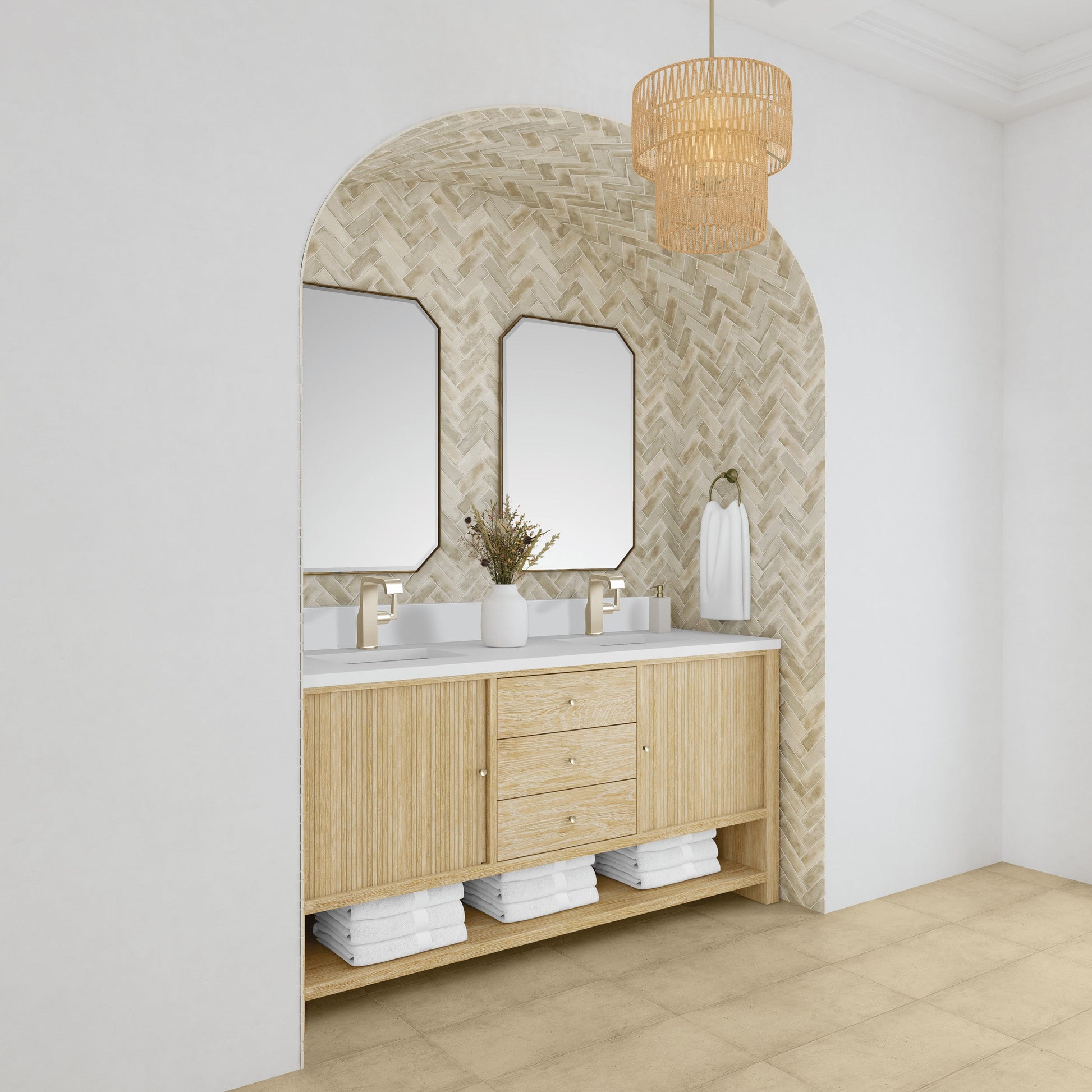Sunwashed Oak / White Zeus - 1 Faucet Hole