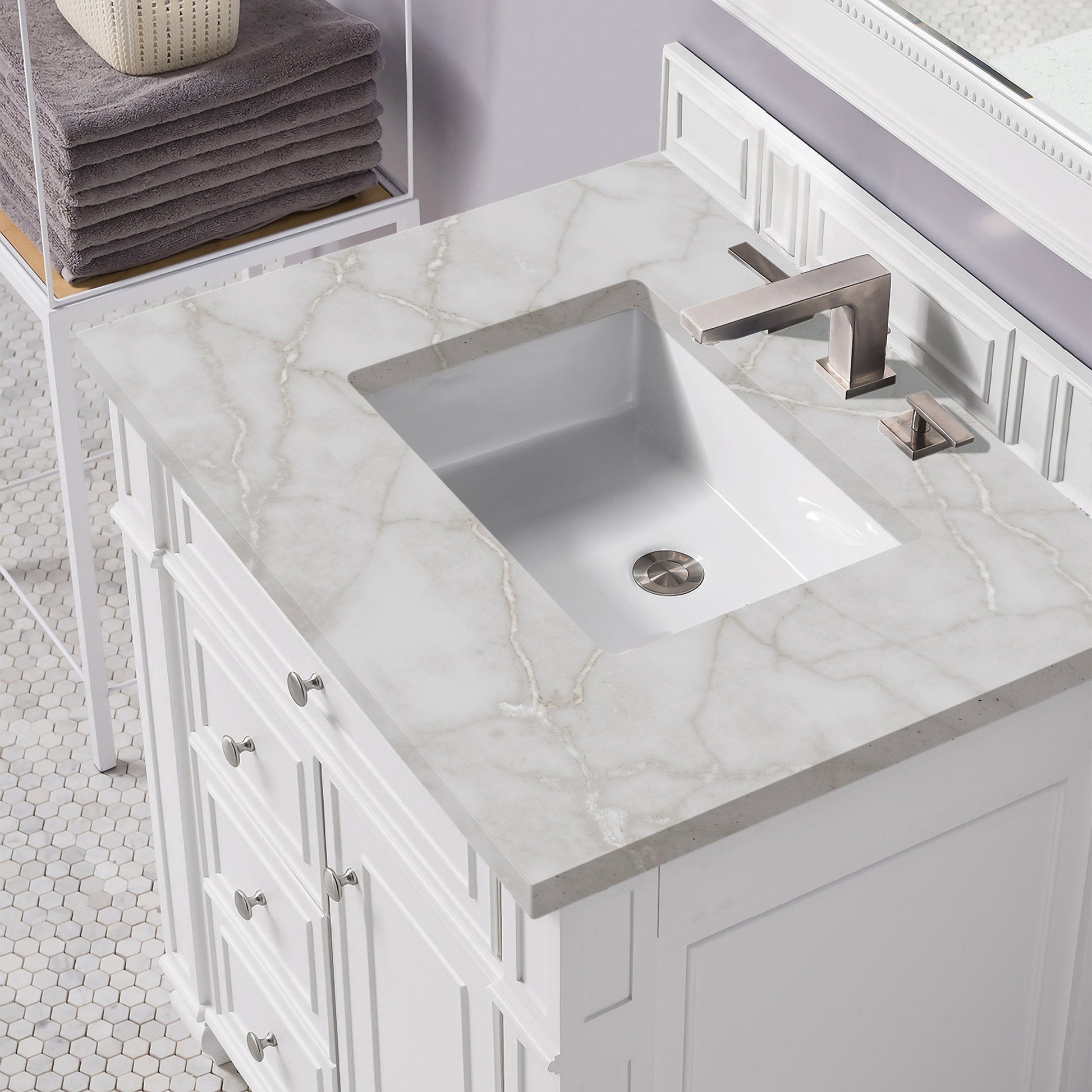 Bright White / Victorian Silver - 3 Faucet Holes
