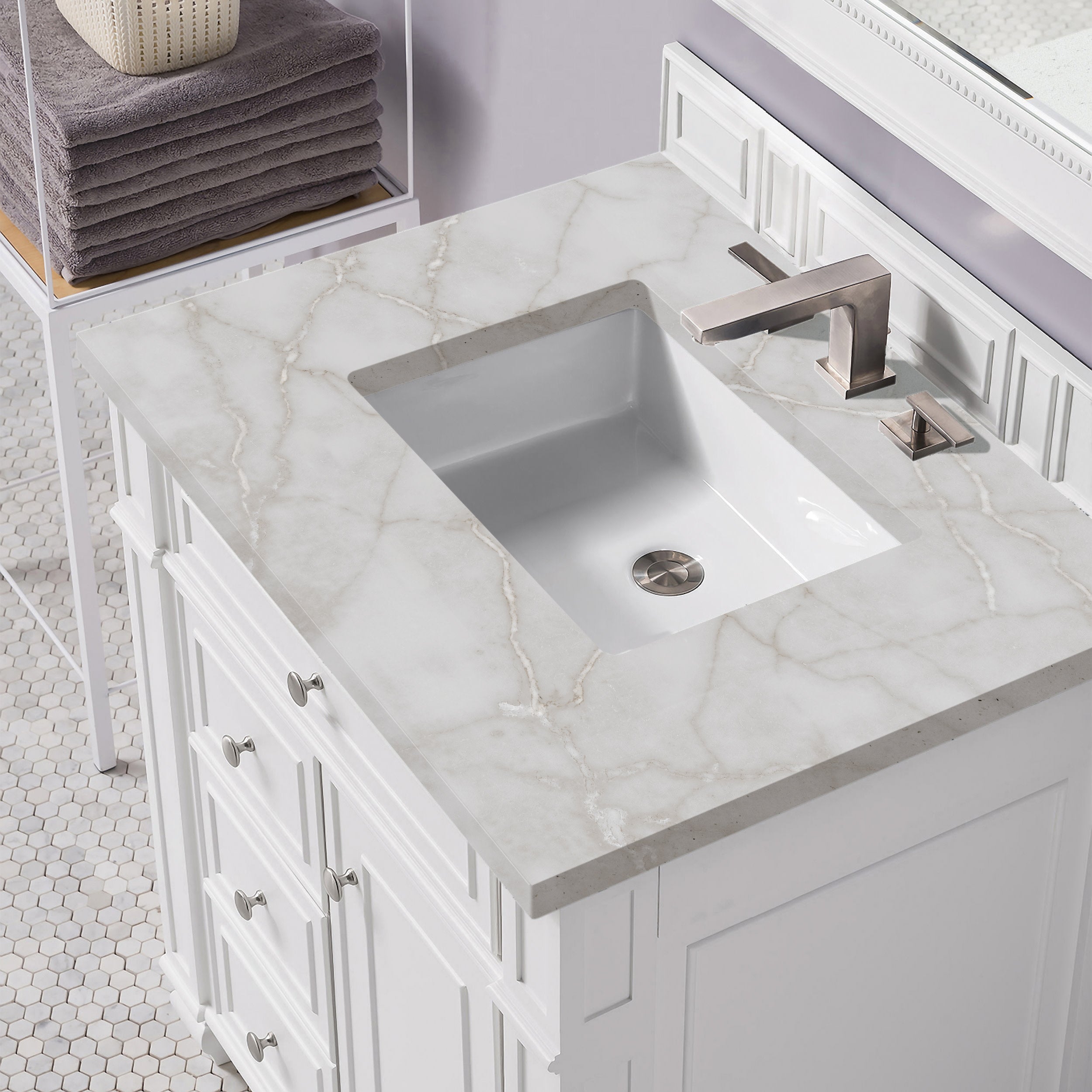 Bright White / Victorian Silver - 3 Faucet Holes
