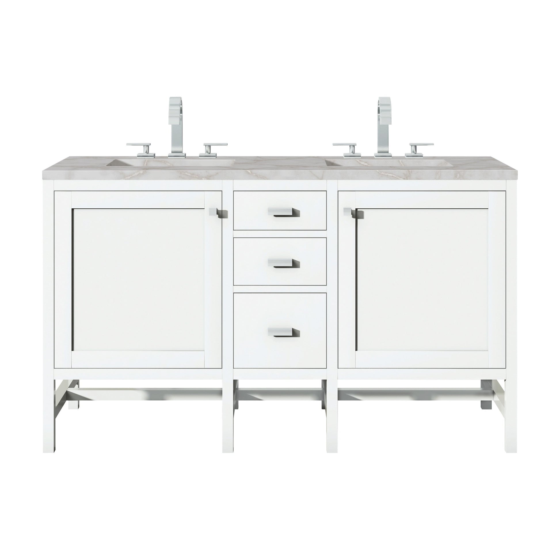 Glossy White / Victorian Silver - 3 Faucet Holes