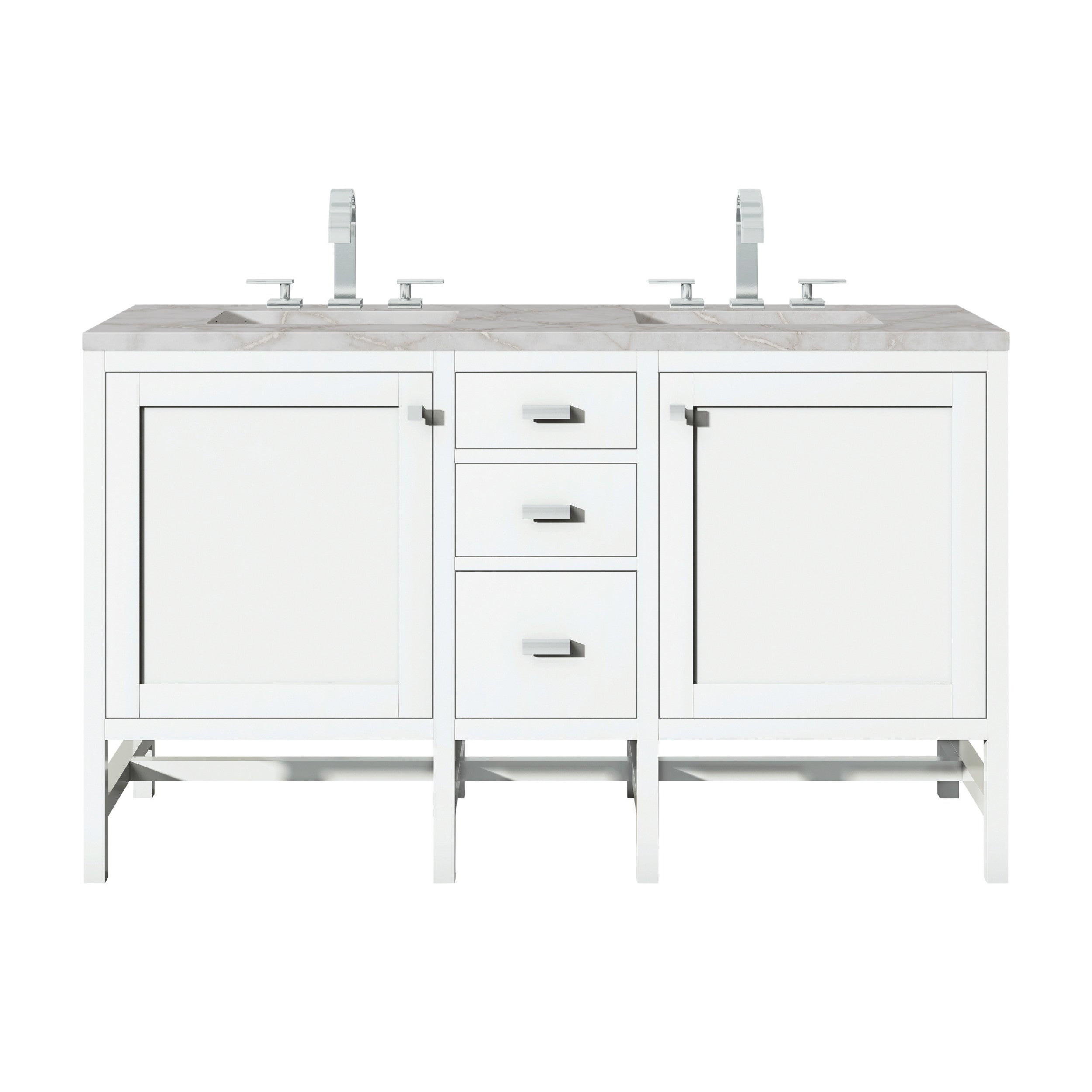 Glossy White / Victorian Silver - 3 Faucet Holes