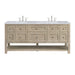 Whitewashed Oak / Carrara White - 3 Faucet Holes