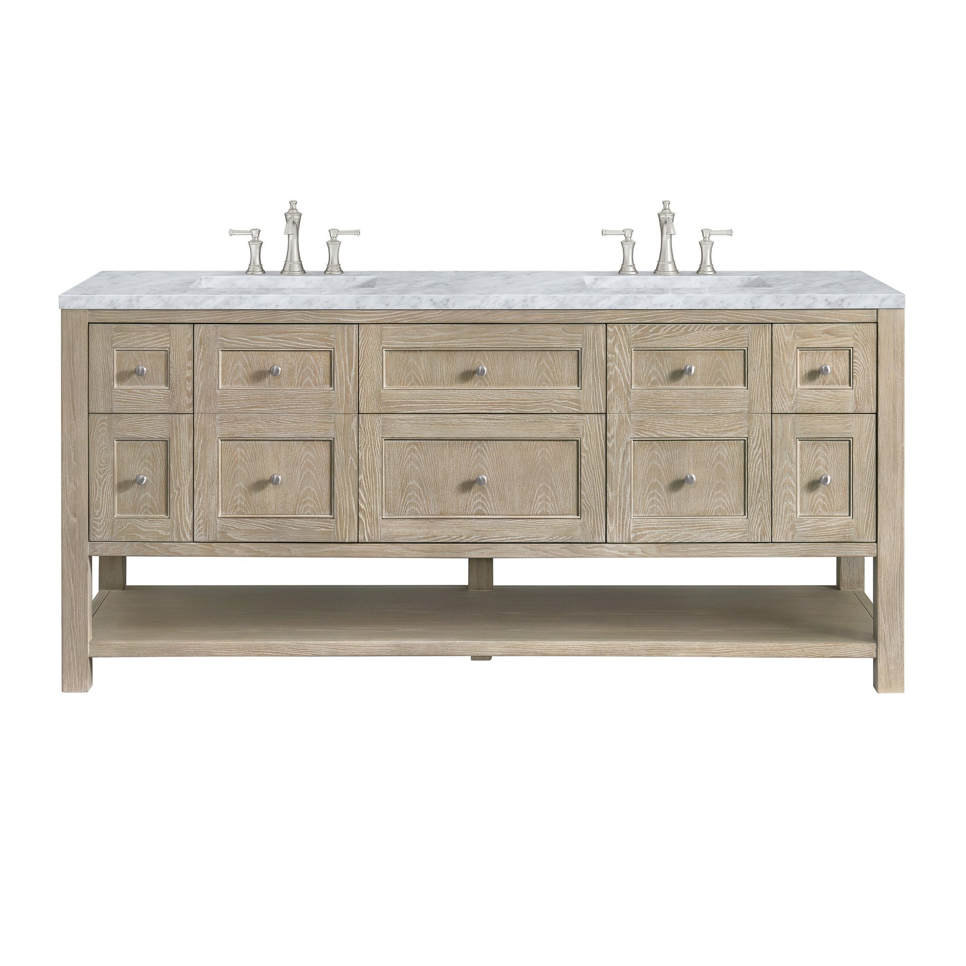 Whitewashed Oak / Carrara White - 3 Faucet Holes