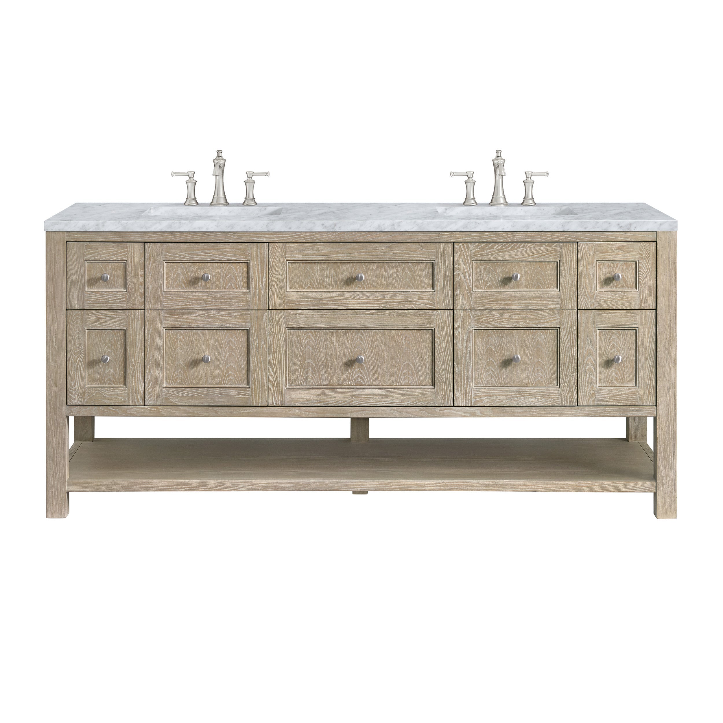 Whitewashed Oak / Carrara White - 3 Faucet Holes
