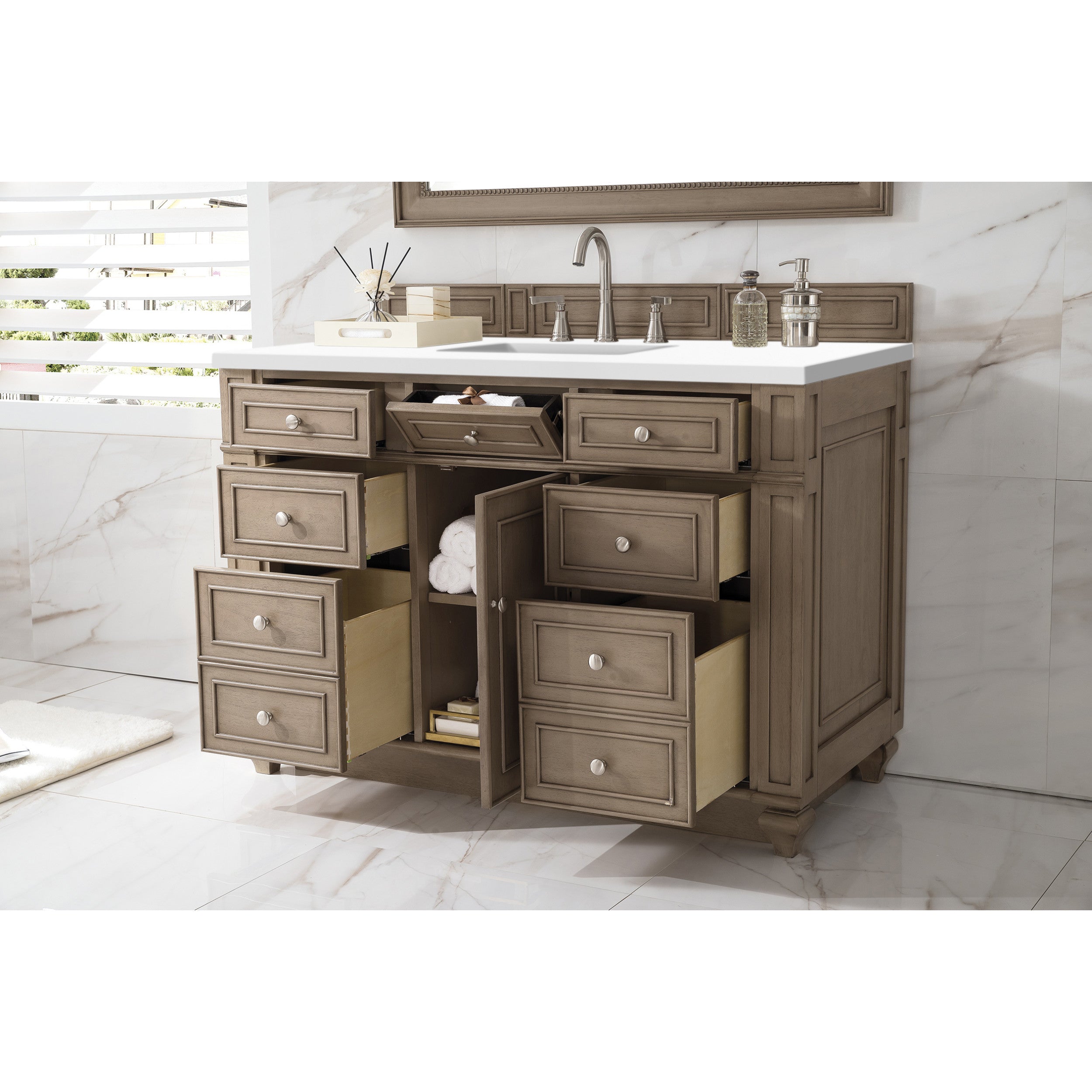 Whitewashed Walnut / White Zeus - 3 Faucet Holes