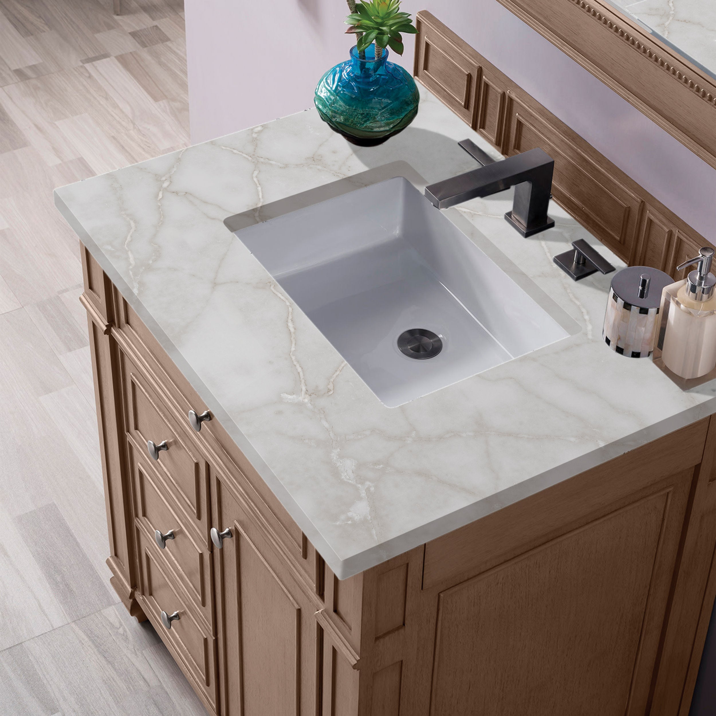 Whitewashed Walnut / Victorian Silver - 3 Faucet Holes