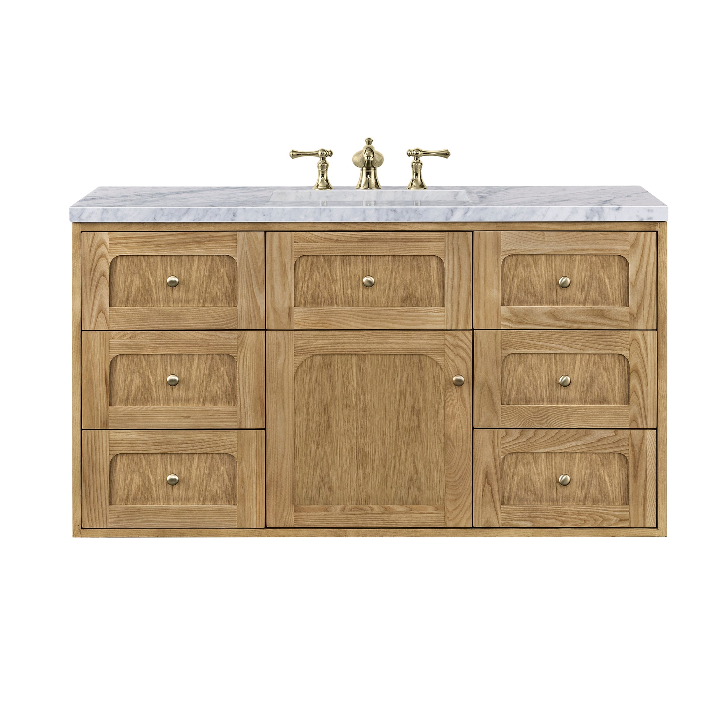 Light Natural Oak / Carrara White - 3 Faucet Holes