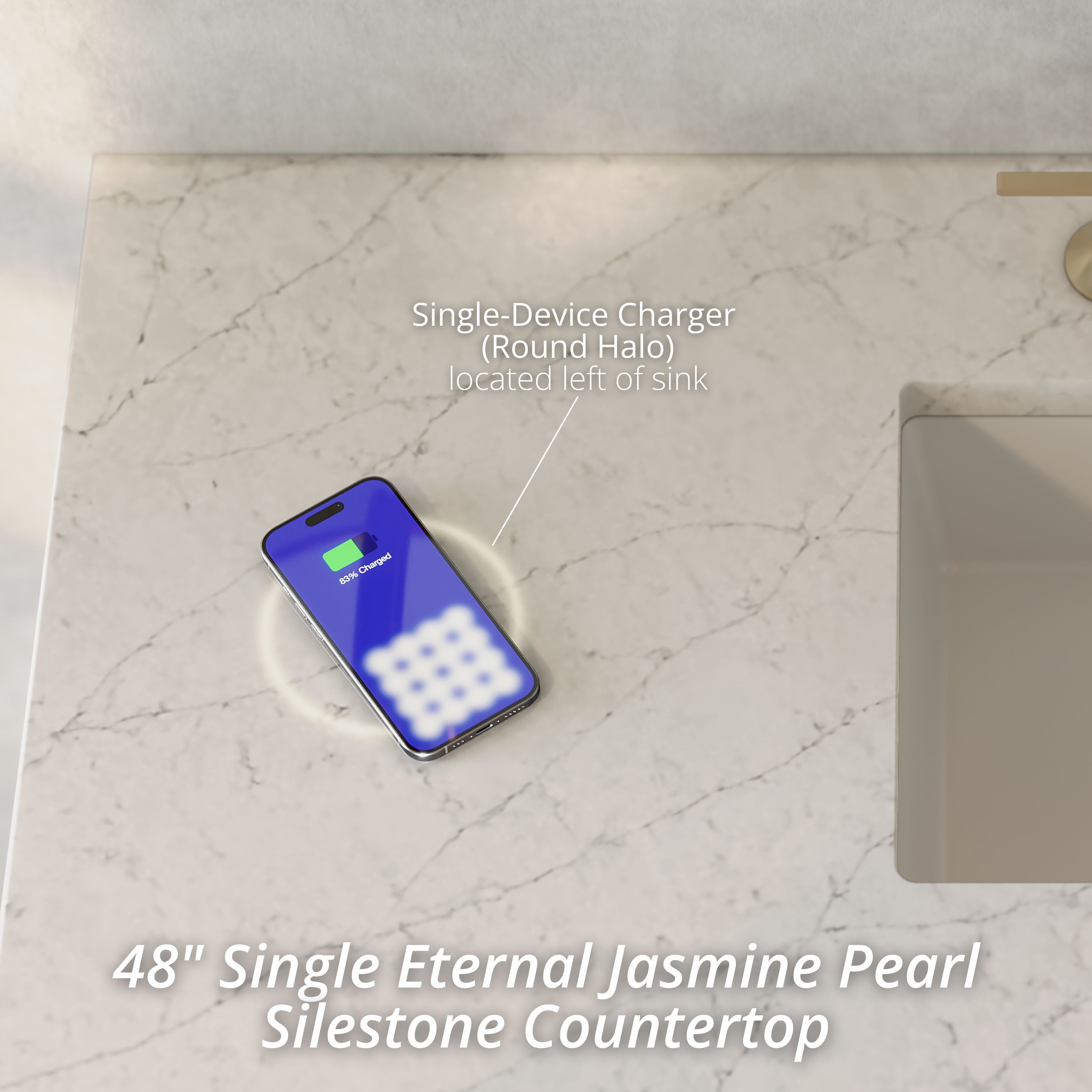 Whitewashed Oak / Eternal Jasmine Pearl - 3 Faucet Holes