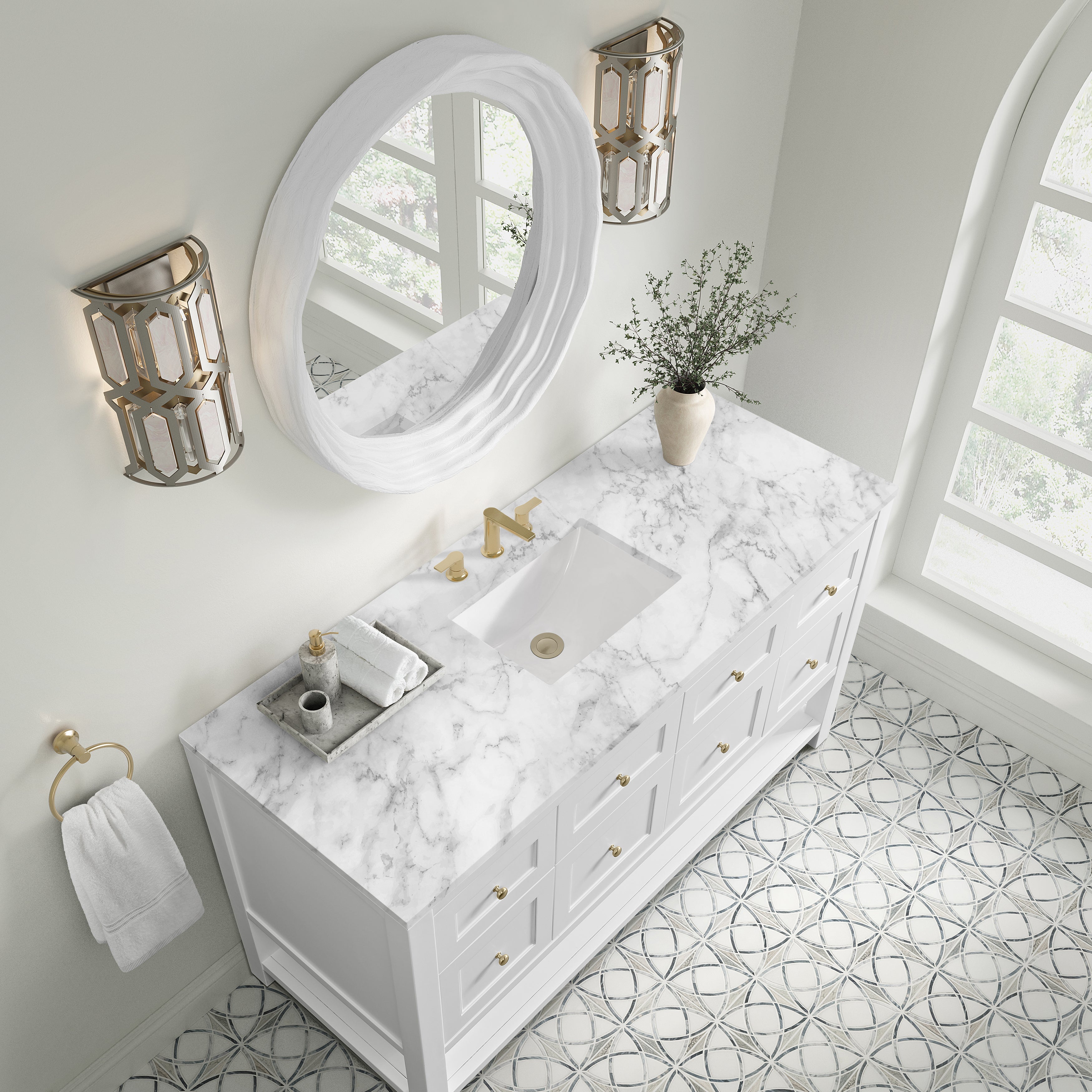 Bright White / Carrara White - 3 Faucet Holes
