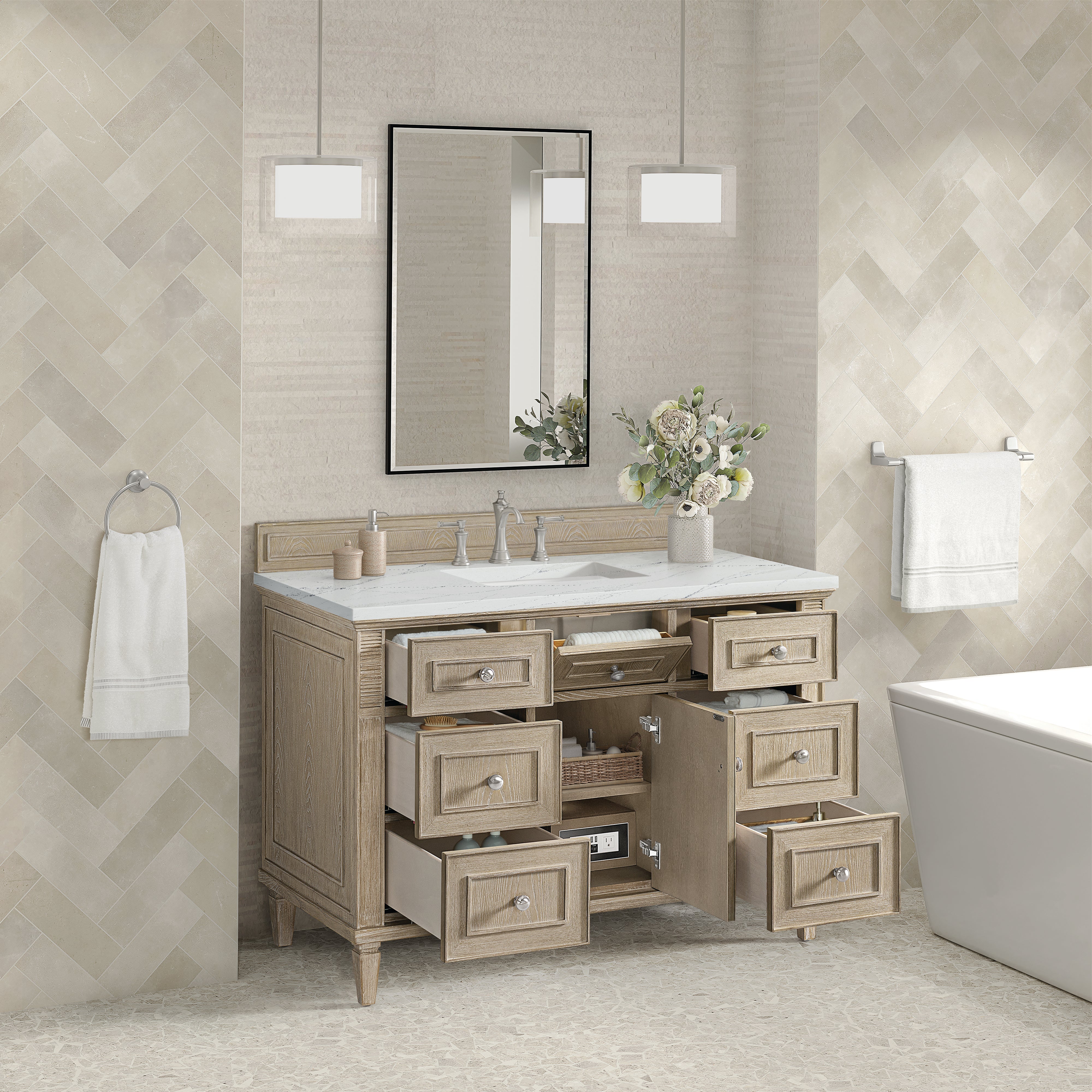 Whitewashed Oak / Ethereal Noctis - 3 Faucet Holes