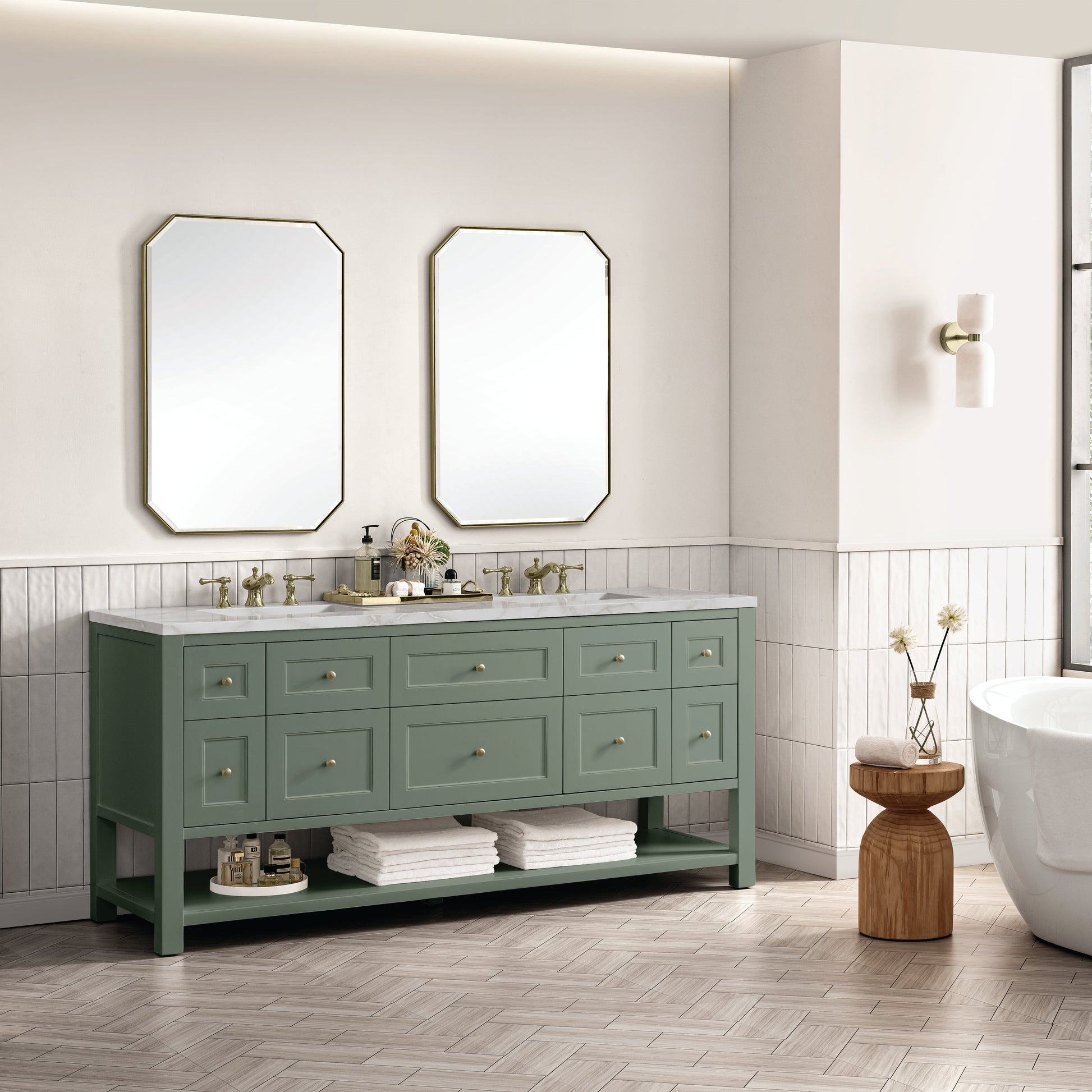 Smokey Celadon / Victorian Silver - 3 Faucet Holes