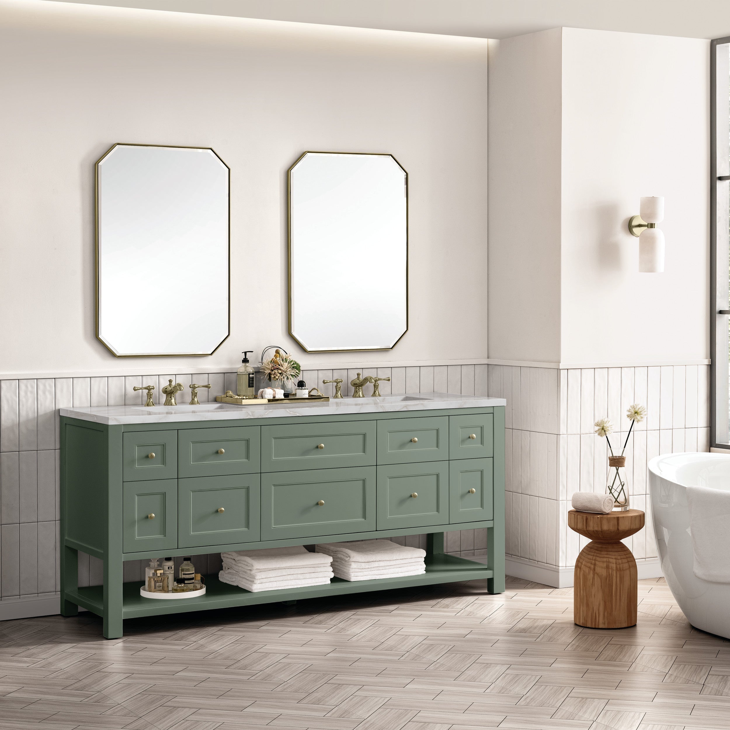 Smokey Celadon / Victorian Silver - 3 Faucet Holes
