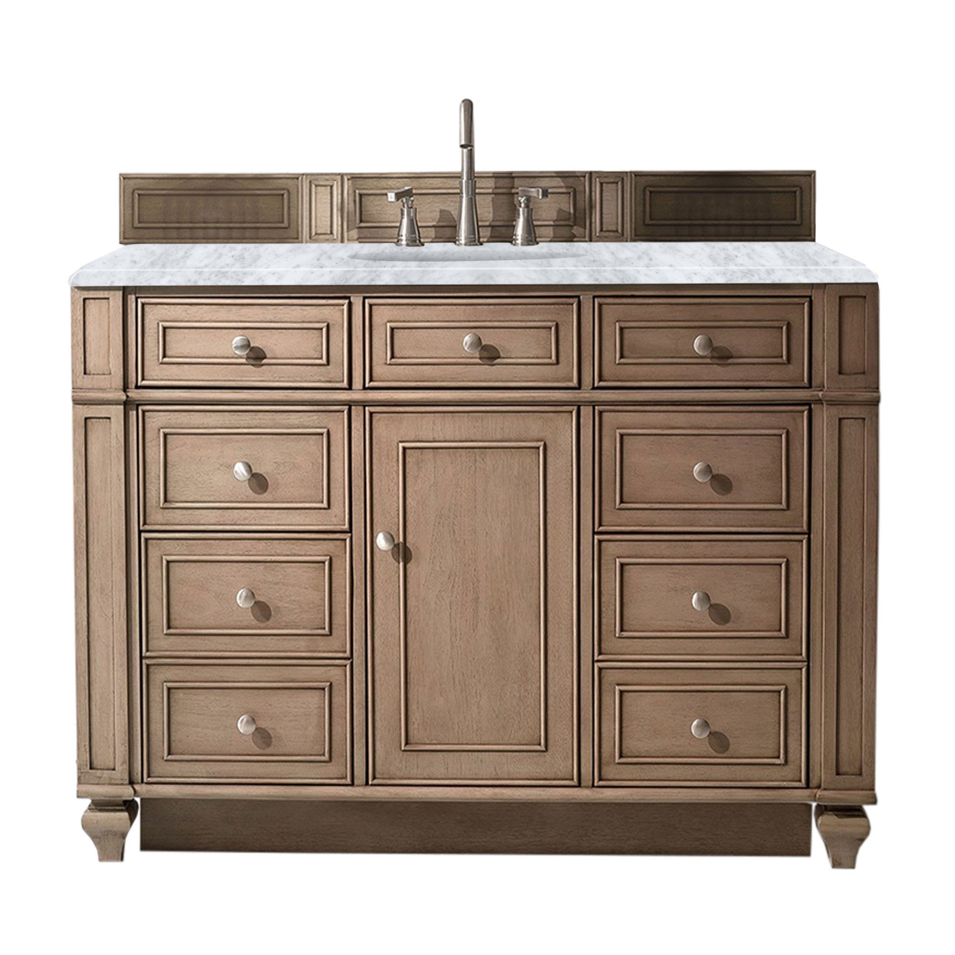 Whitewashed Walnut / Carrara White - 3 Faucet Holes