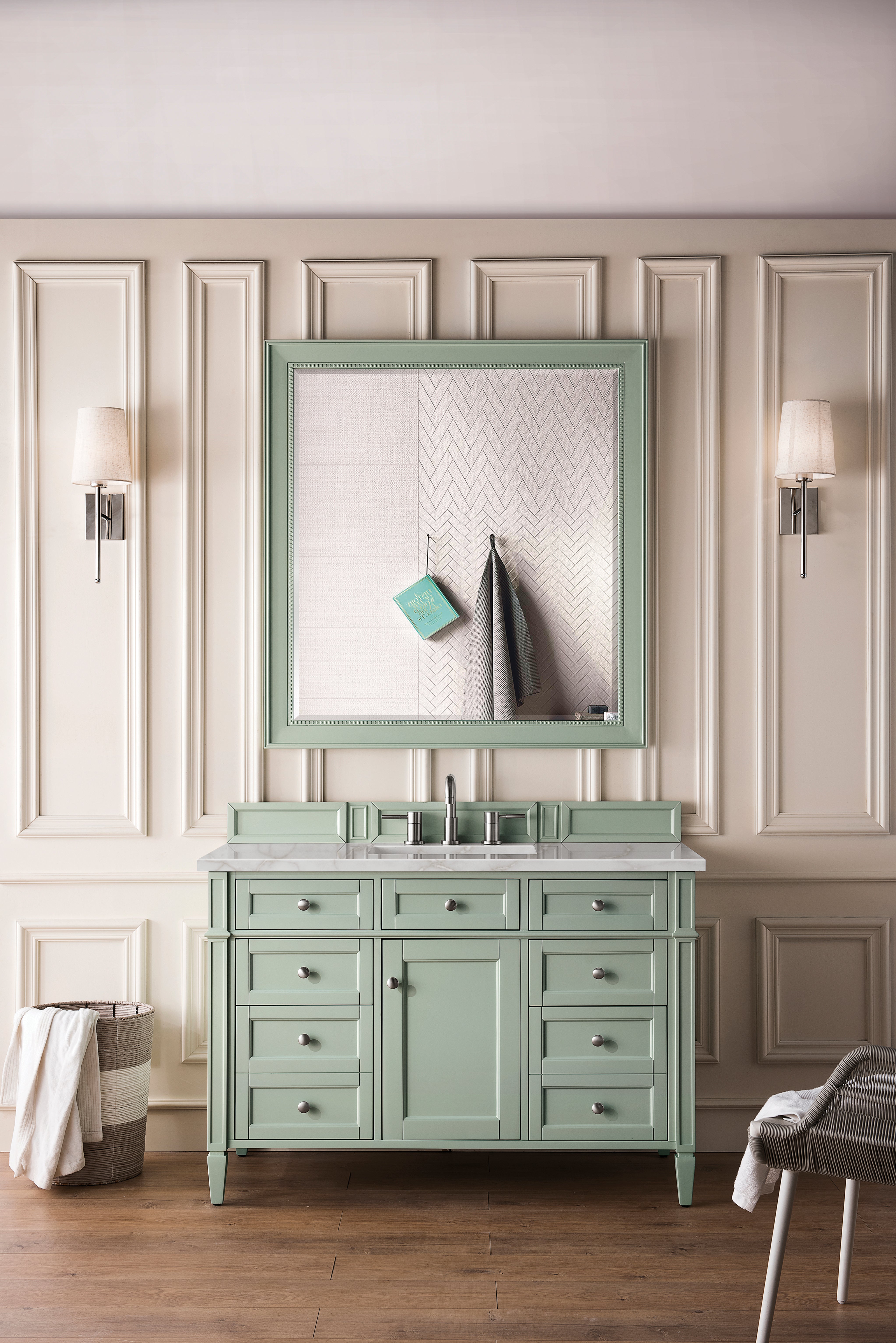 Sage Green / Victorian Silver - 3 Faucet Holes