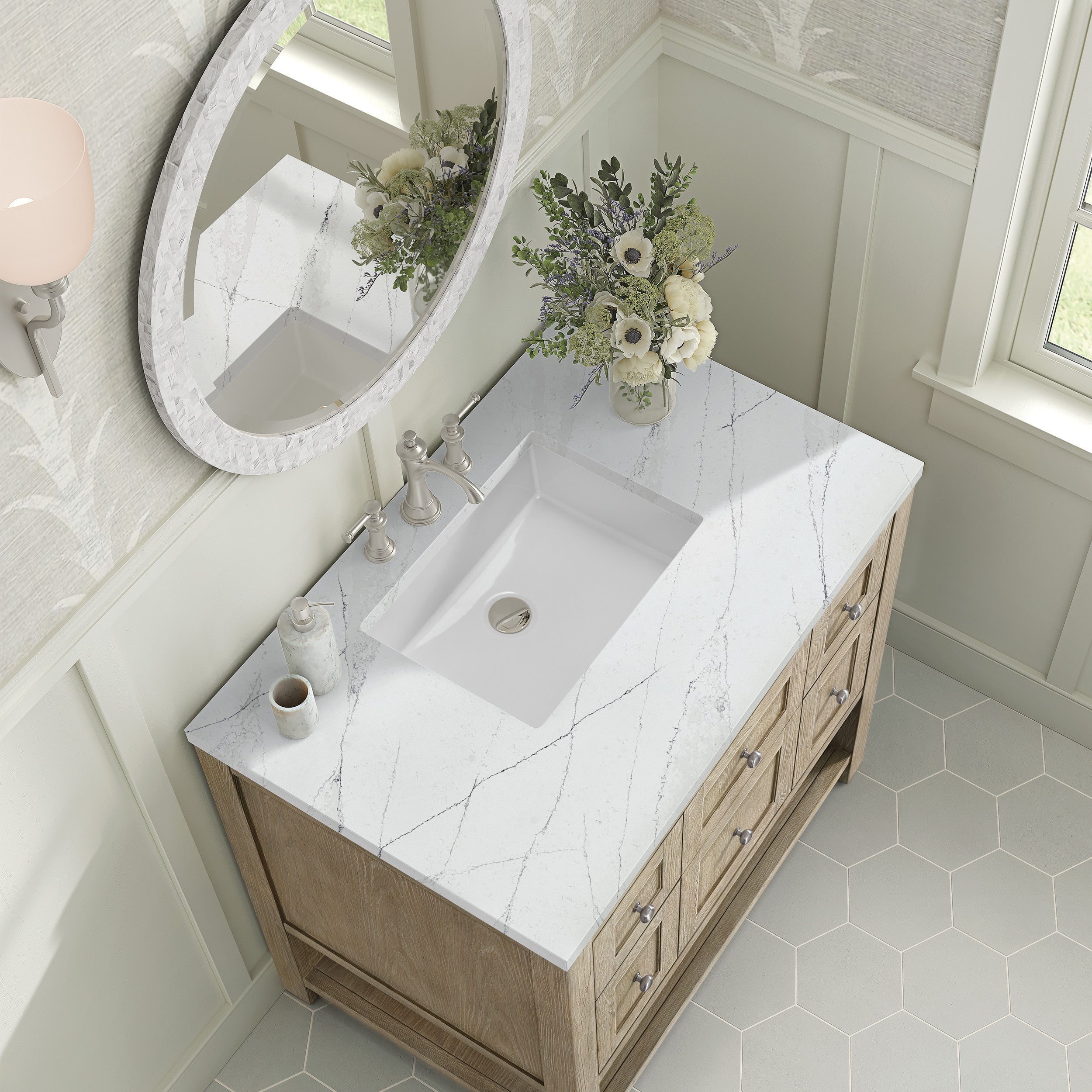 Whitewashed Oak / Ethereal Noctis - 3 Faucet Holes