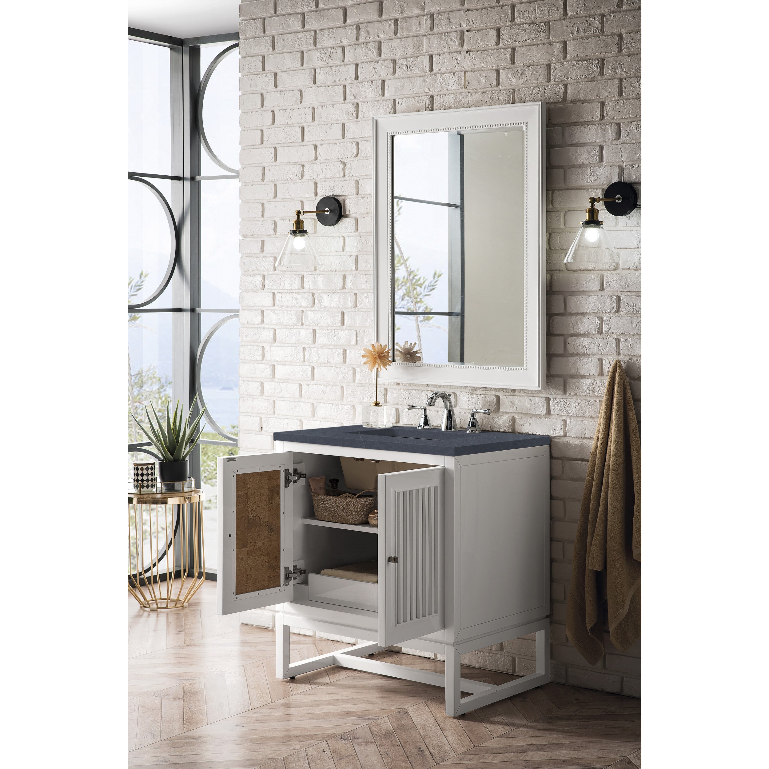 Glossy White / Charcoal Soapstone - 3 Faucet Holes