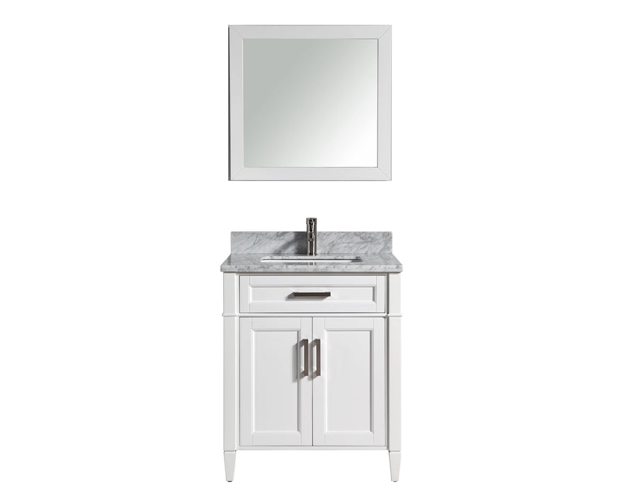 Rio 30" Single Sink Bathroom Vanity Set with Sink and Mirror (Carrara Marble Top)