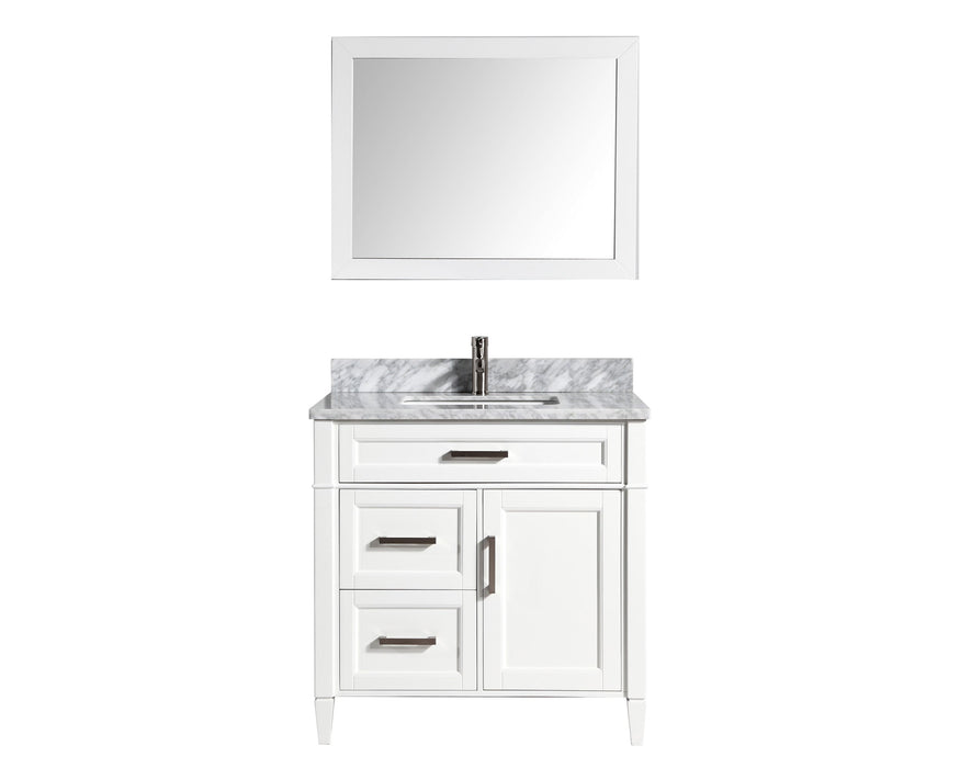 Rio 36" Single Sink Bathroom Vanity Set with Sink and Mirror (Carrara Marble Top)