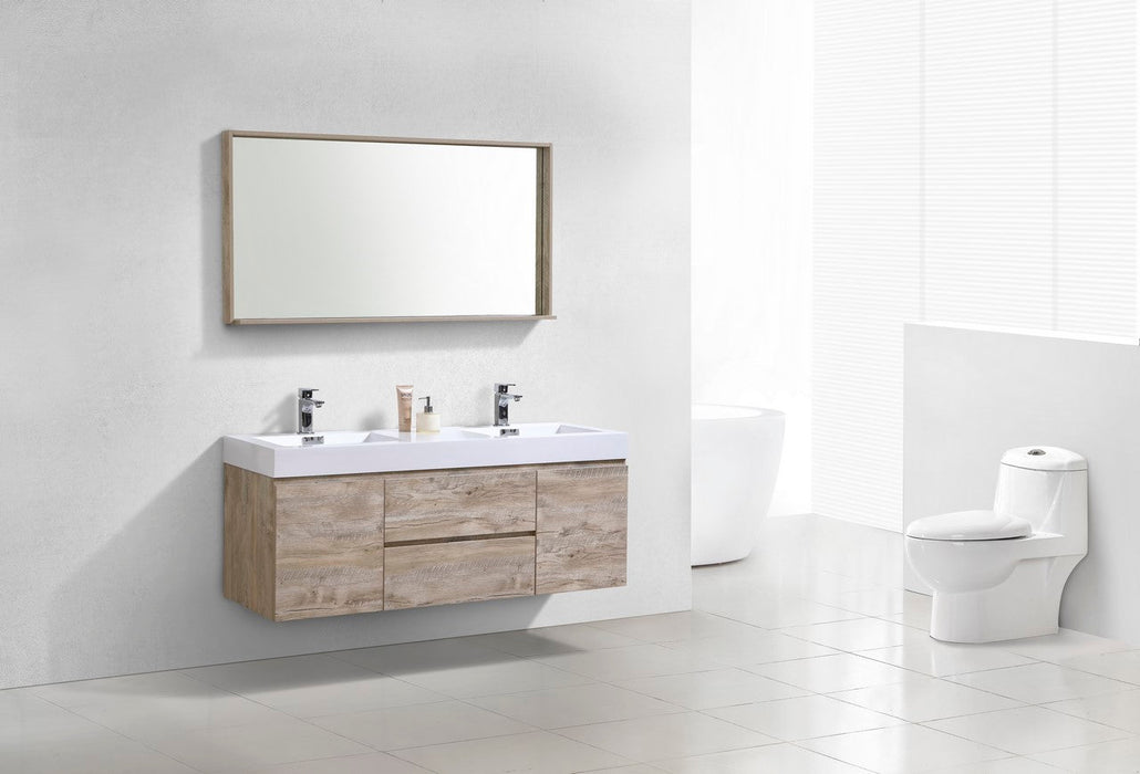 Bliss 60" Modern Double Sink Vanity (Wall Mount)