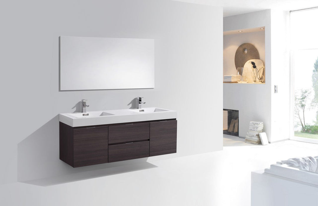 Bliss 60" Modern Double Sink Vanity (Wall Mount)