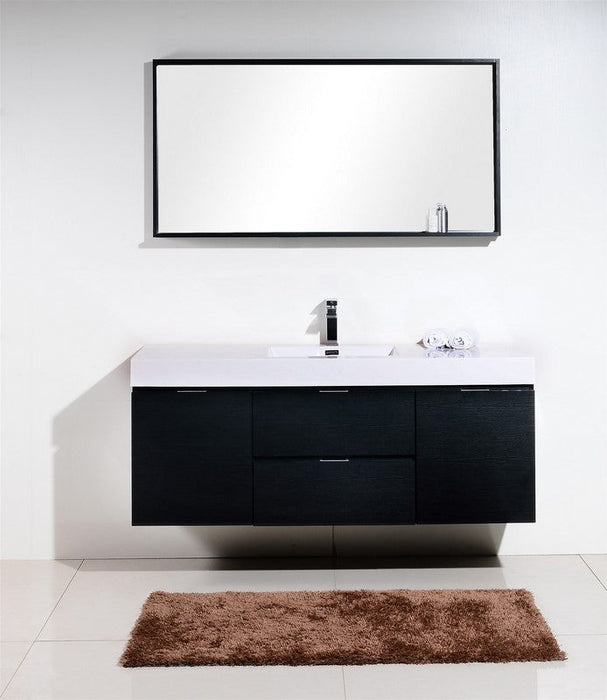 Bliss 60" Single Sink Wall Mount Modern Bathroom Vanity