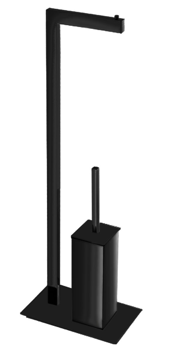 Diana 29 Tall Freestanding Toilet Paper Holder with Toilet Brush Matte Black