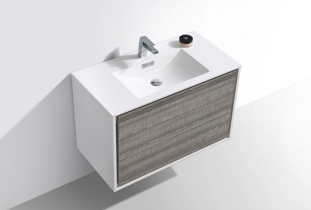 DeLusso 36" Wall Mount Modern Bathroom Vanity